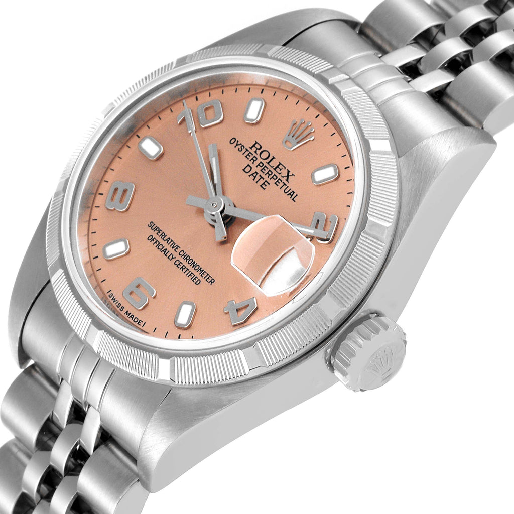 Rolex Date Salmon Dial Jubilee Bracelet Steel Ladies Watch 79190 Papers