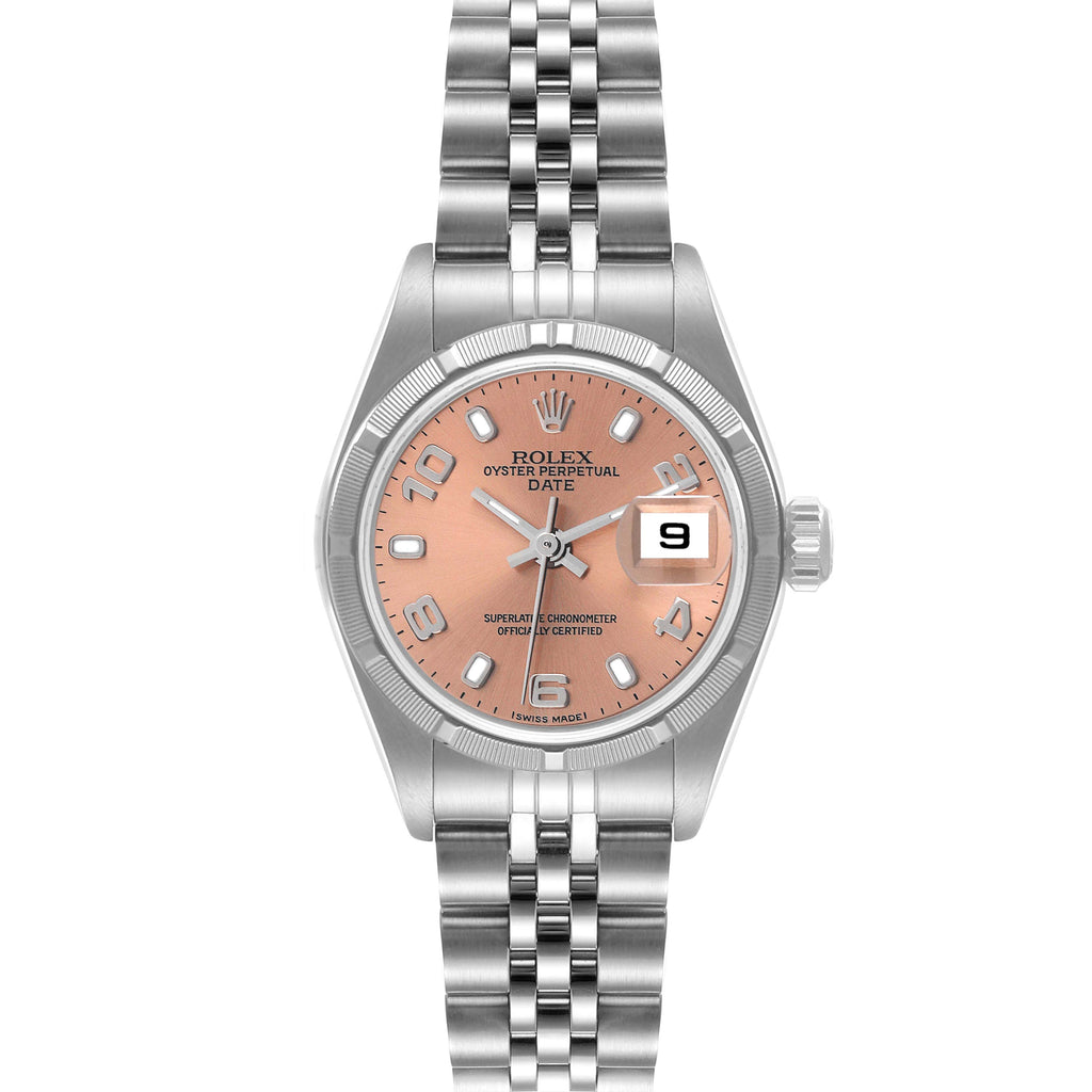 Rolex Date Salmon Dial Jubilee Bracelet Steel Ladies Watch 79190 Papers