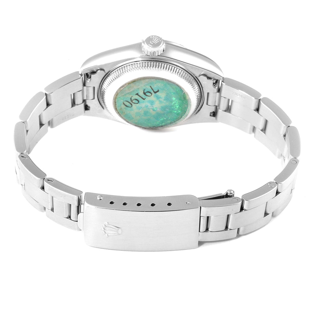 Rolex Date Salmon Dial Oyster Bracelet Steel Ladies Watch 79190 Papers