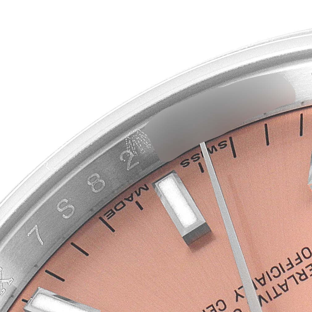 Rolex Date Pink Dial Oyster Bracelet Steel Mens Watch 115200 Unworn