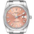 Rolex Date Pink Dial Oyster Bracelet Steel Mens Watch 115200 Unworn