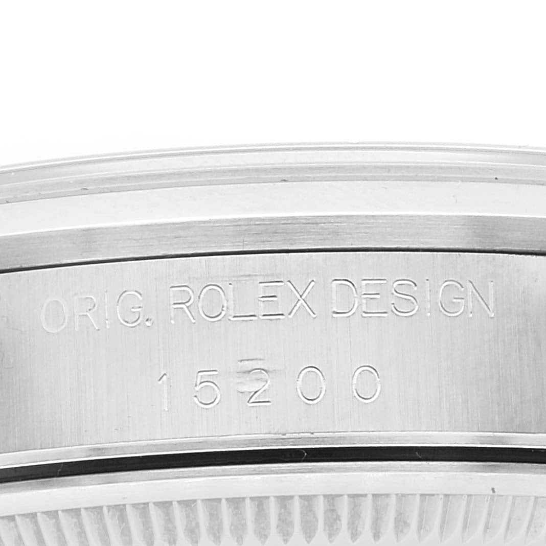 Rolex Date Salmon Dial Oyster Bracelet Steel Mens Watch 15200 Box Papers