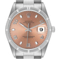Rolex Date Salmon Dial Oyster Bracelet Steel Mens Watch 15210