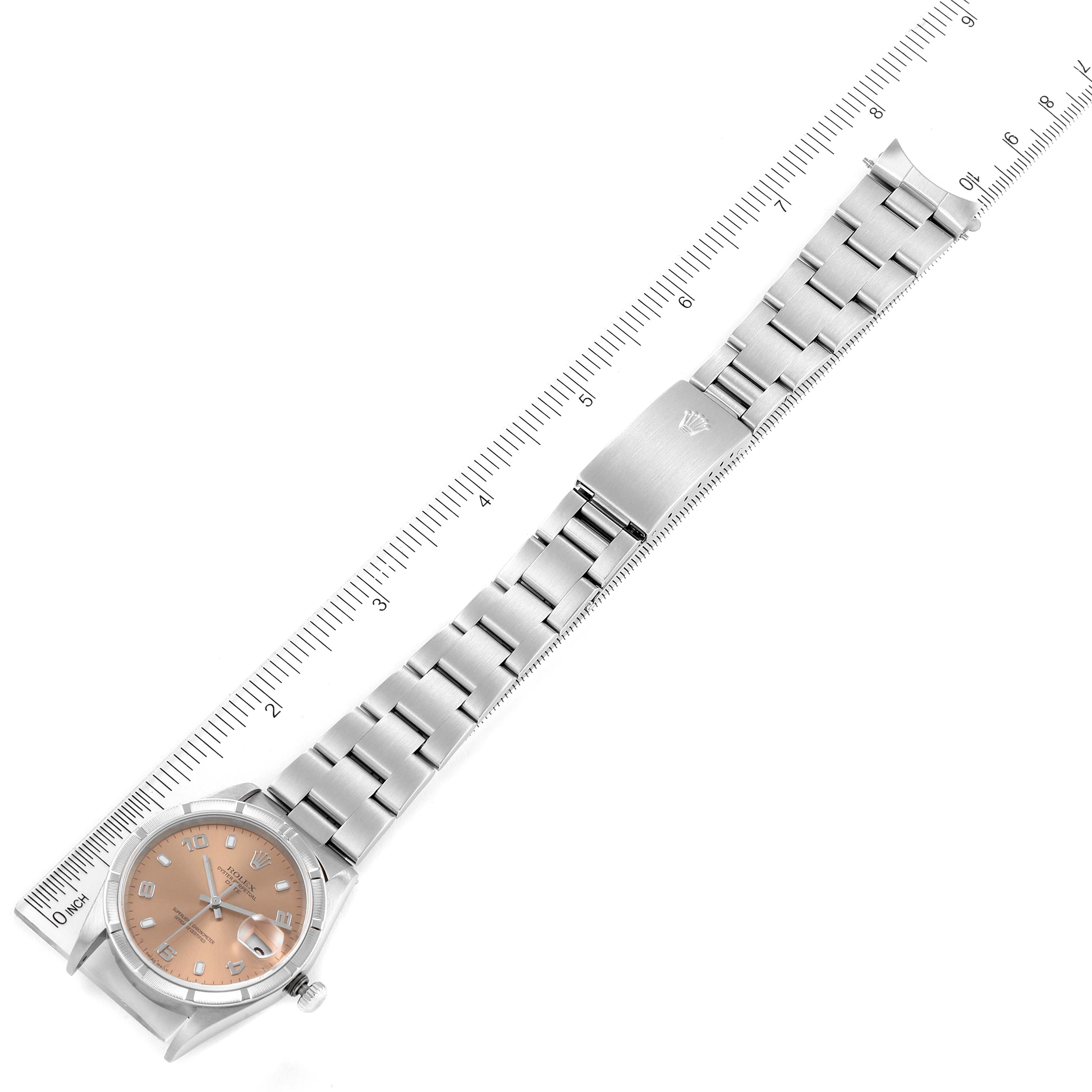 Rolex Date Salmon Dial Oyster Bracelet Steel Mens Watch 15210