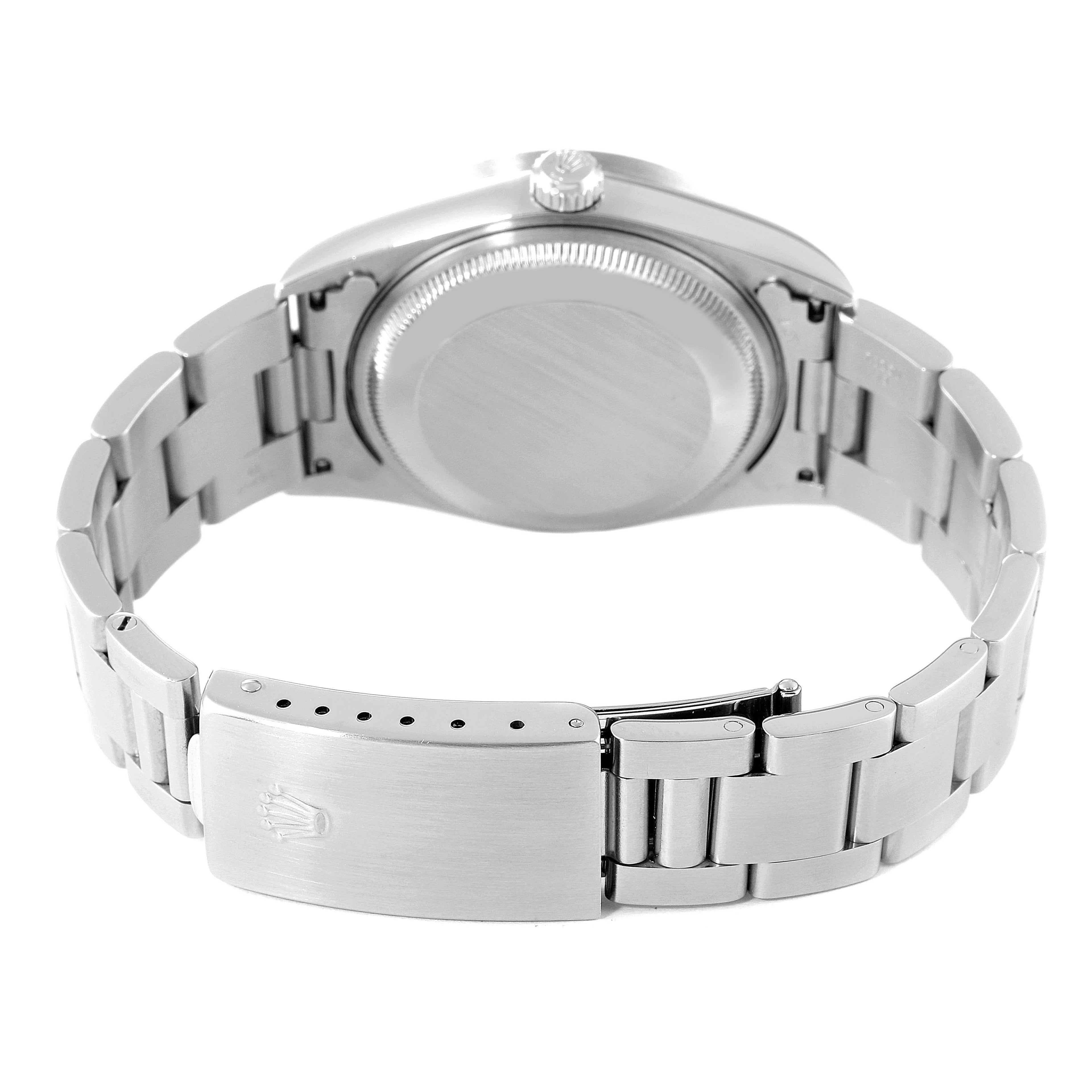 Rolex Date Salmon Dial Oyster Bracelet Steel Mens Watch 15210 Box Papers
