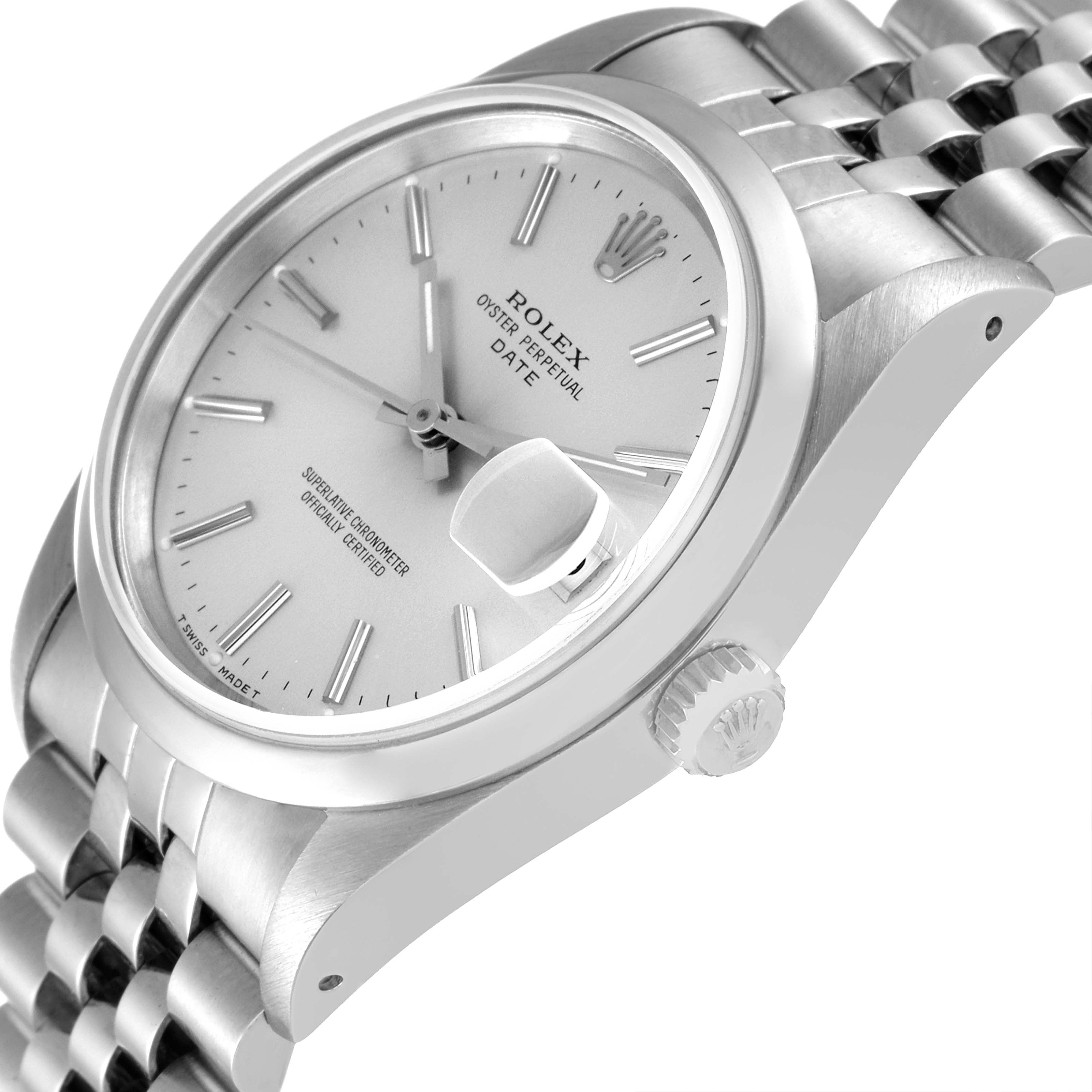Rolex Date Silver Dial Jubilee Bracelet Automatic Mens Watch 15200