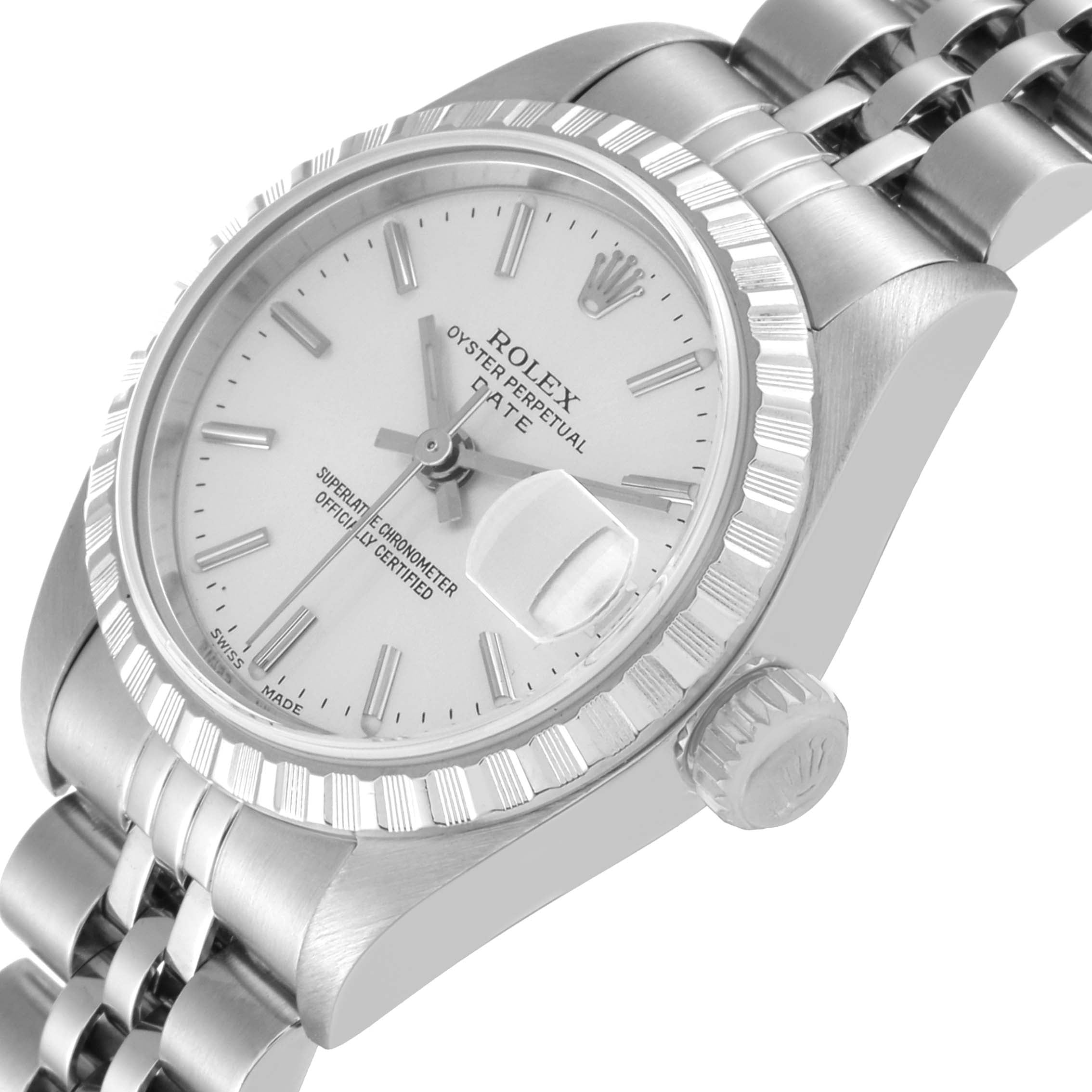 Rolex Date Silver Dial Jubilee Bracelet Ladies Watch 79240 Box Papers