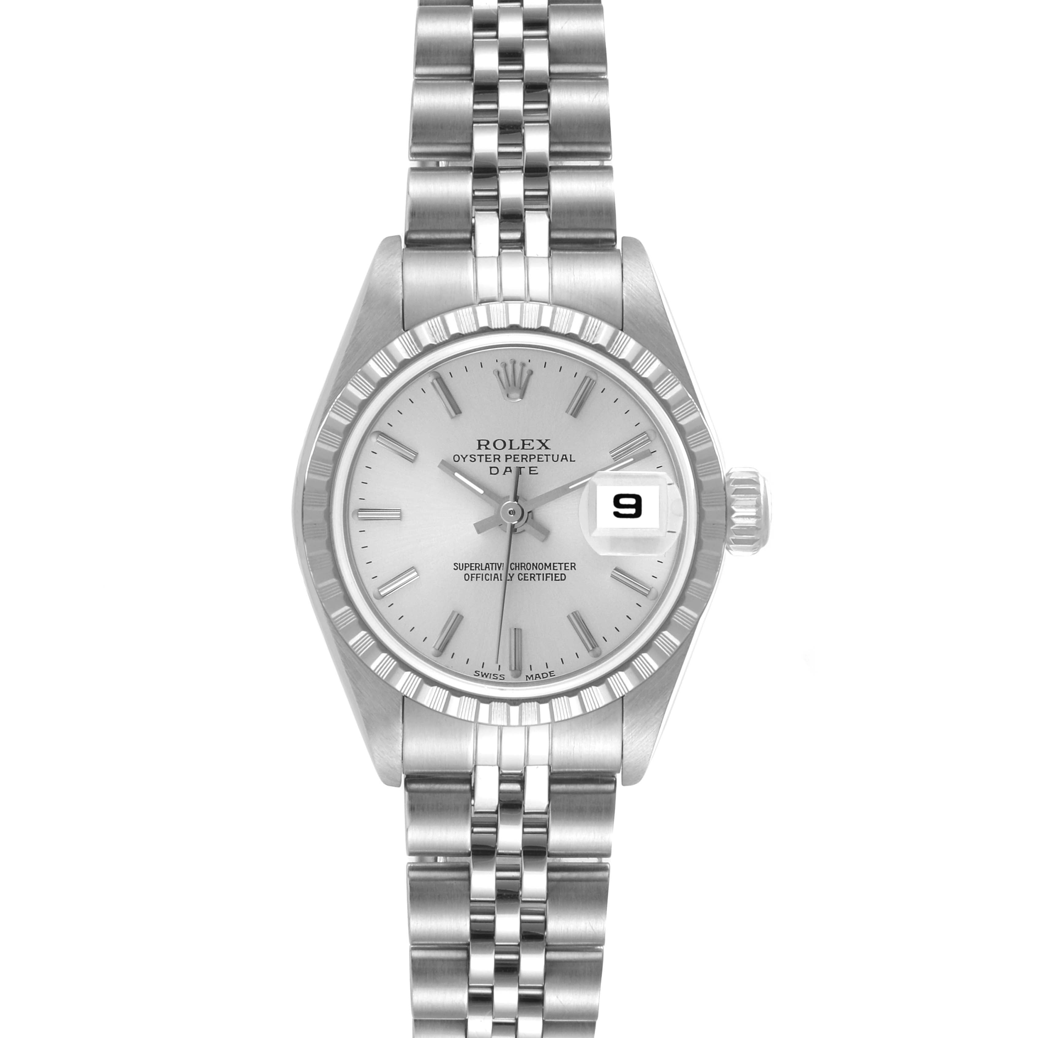 Rolex Date Silver Dial Jubilee Bracelet Ladies Watch 79240 Box Papers