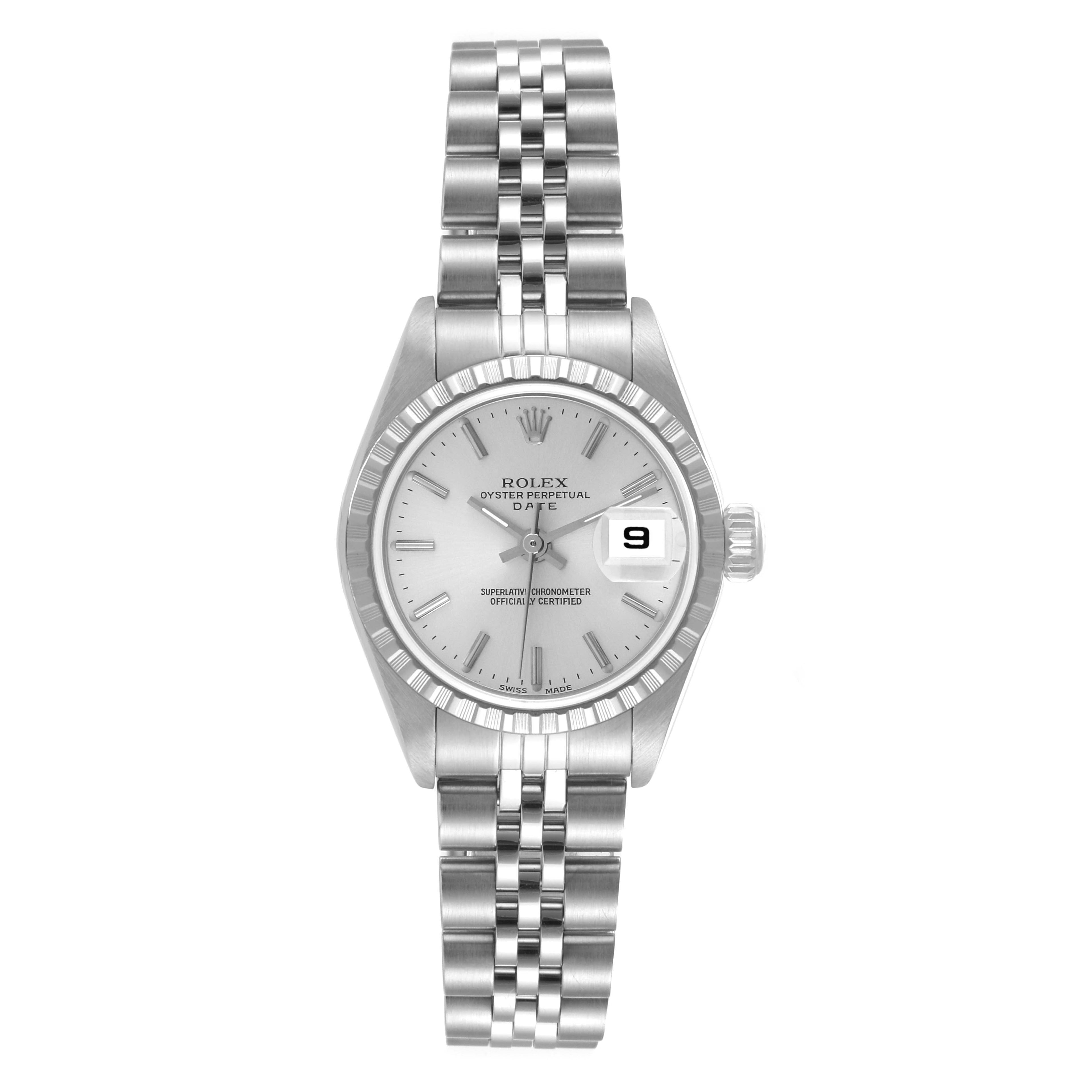 Rolex Date Silver Dial Jubilee Bracelet Ladies Watch 79240 Box Papers
