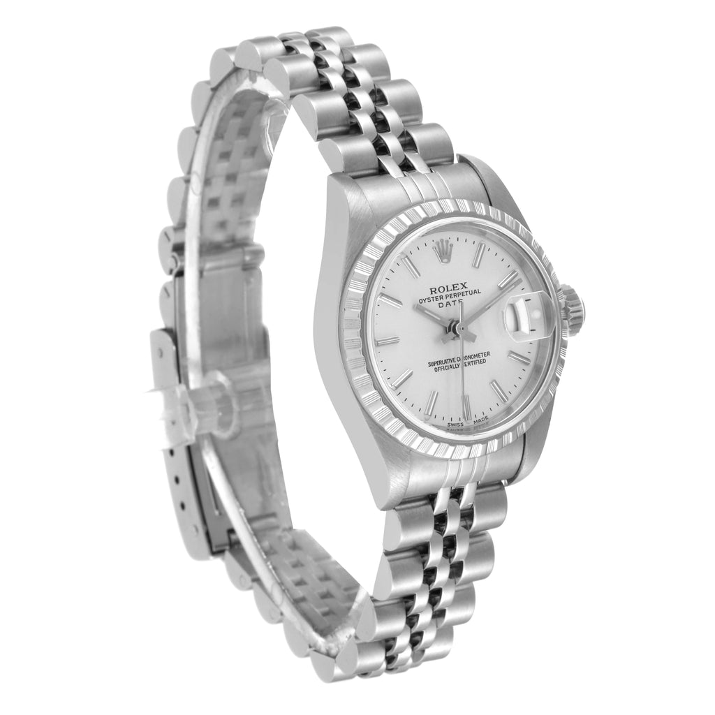 Rolex Date Silver Dial Steel Ladies Watch 79240 Box Papers