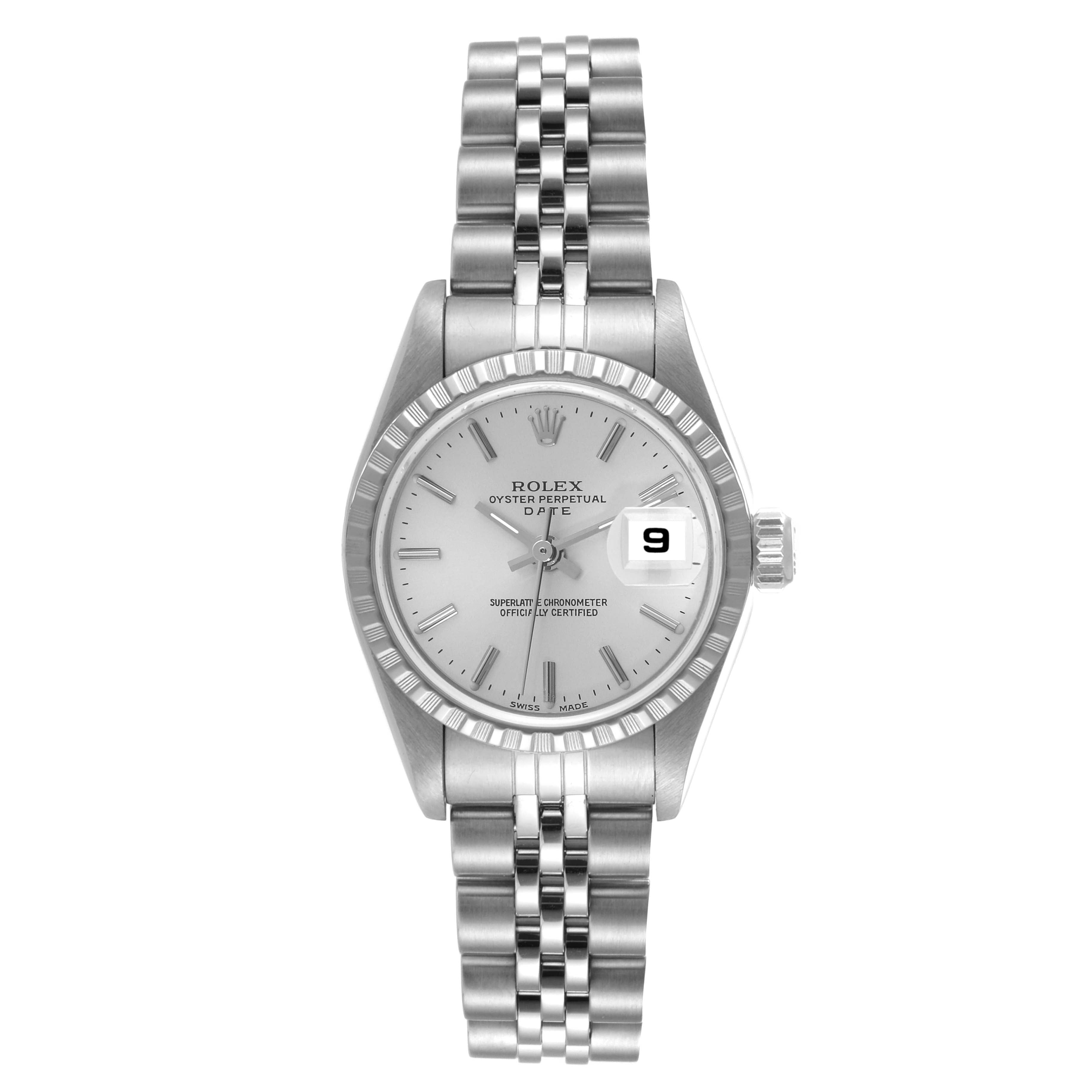 Rolex Date Silver Dial Steel Ladies Watch 79240 Box Papers