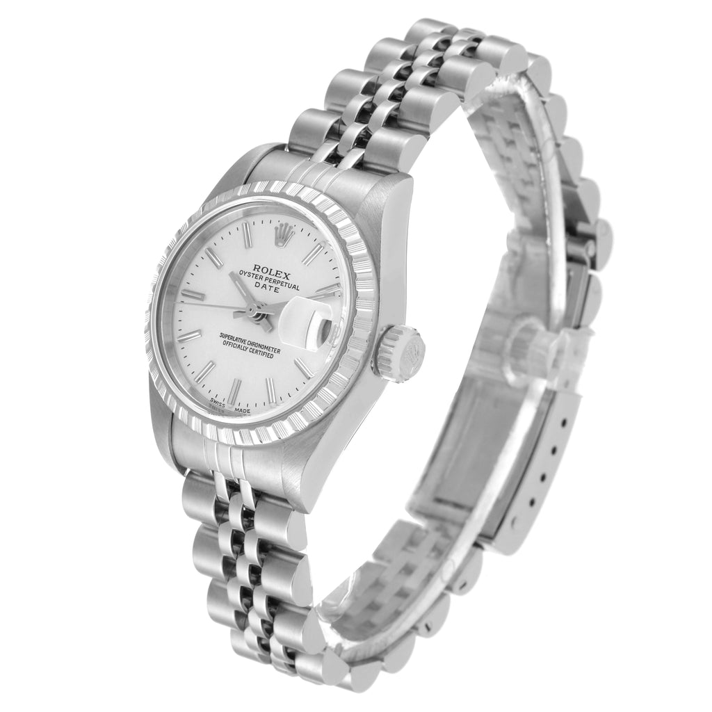 Rolex Date Silver Dial Steel Ladies Watch 79240 Box Papers