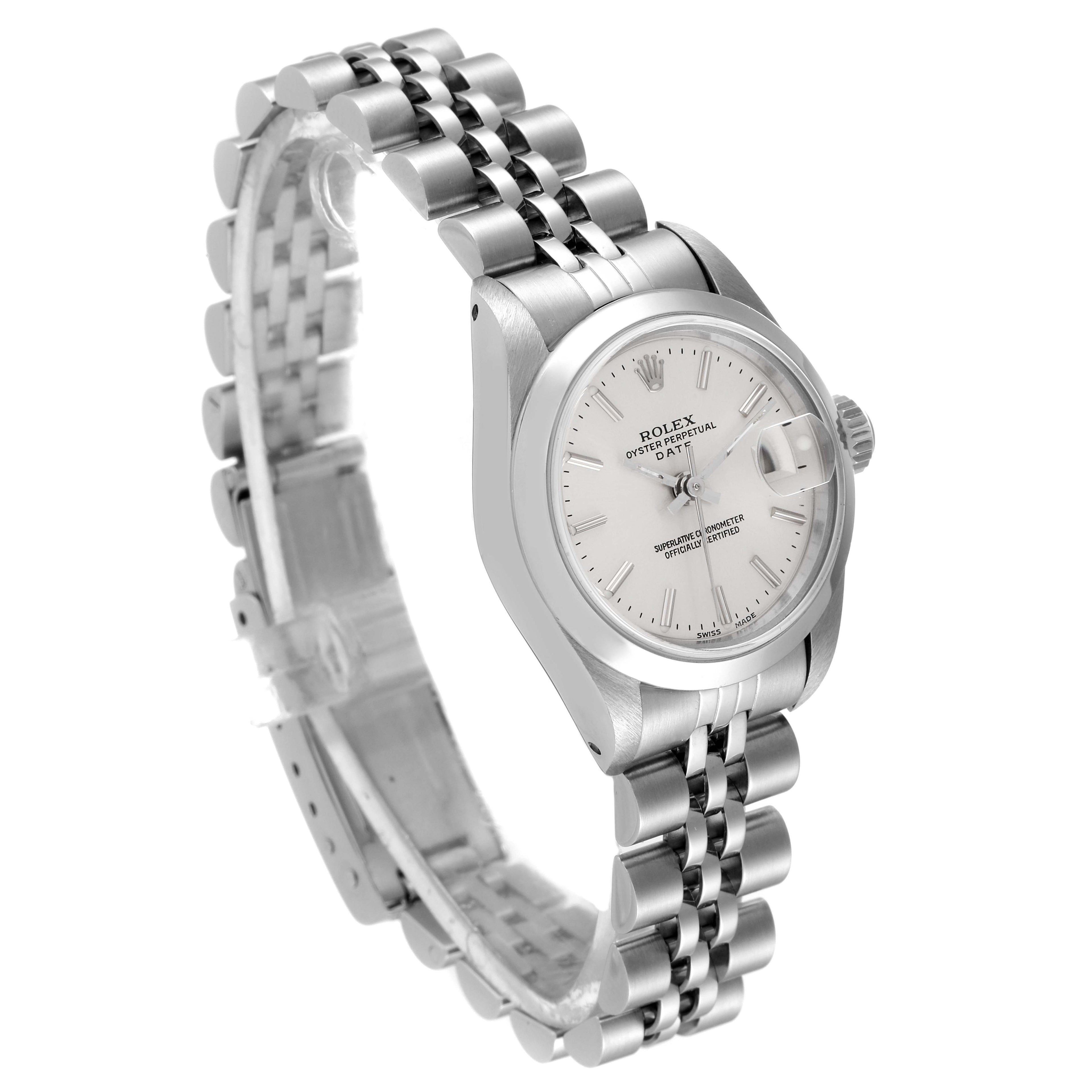 Rolex Date Silver Dial Jubilee Bracelet Steel Watch 69160 Box Service Card