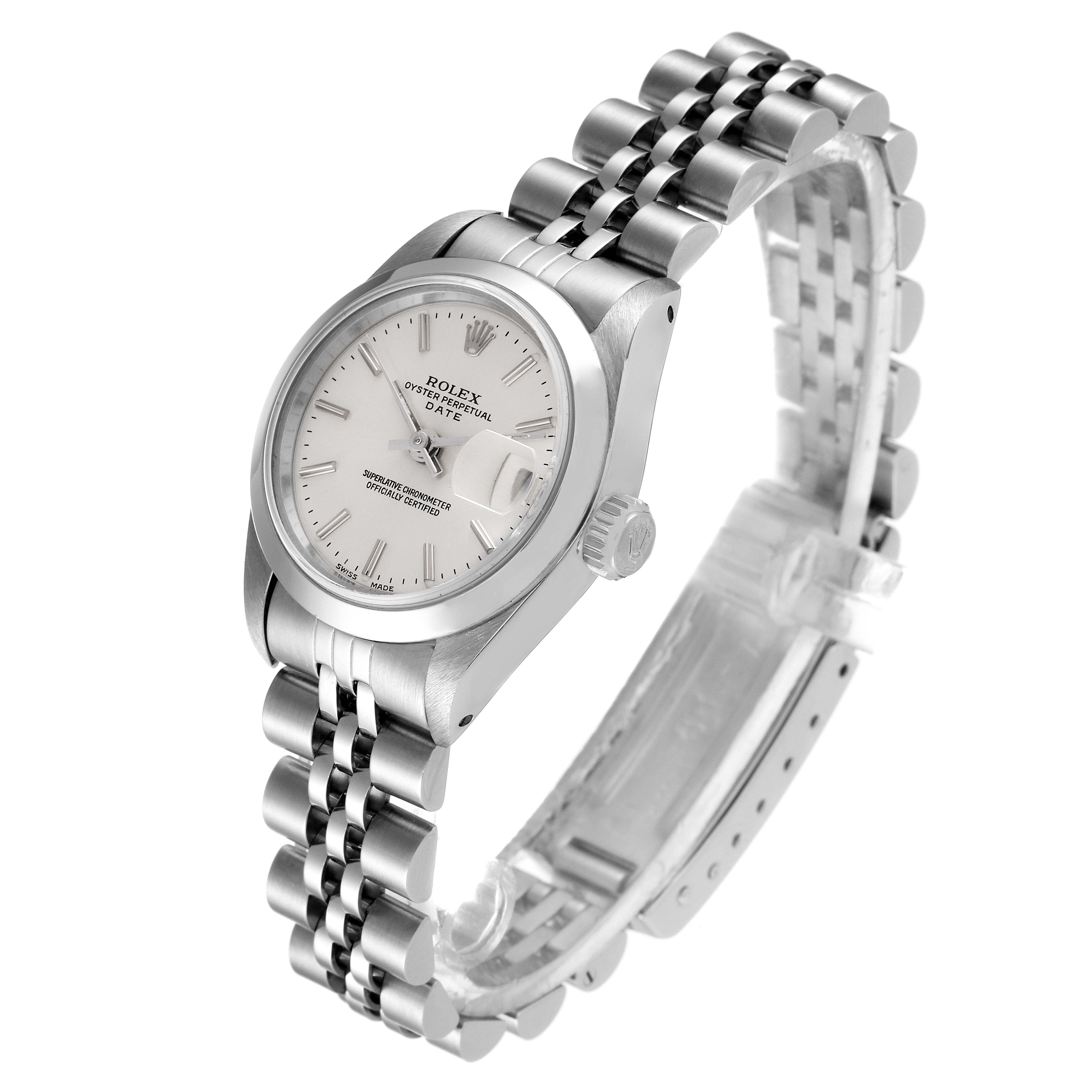Rolex Date Silver Dial Jubilee Bracelet Steel Watch 69160 Box Service Card