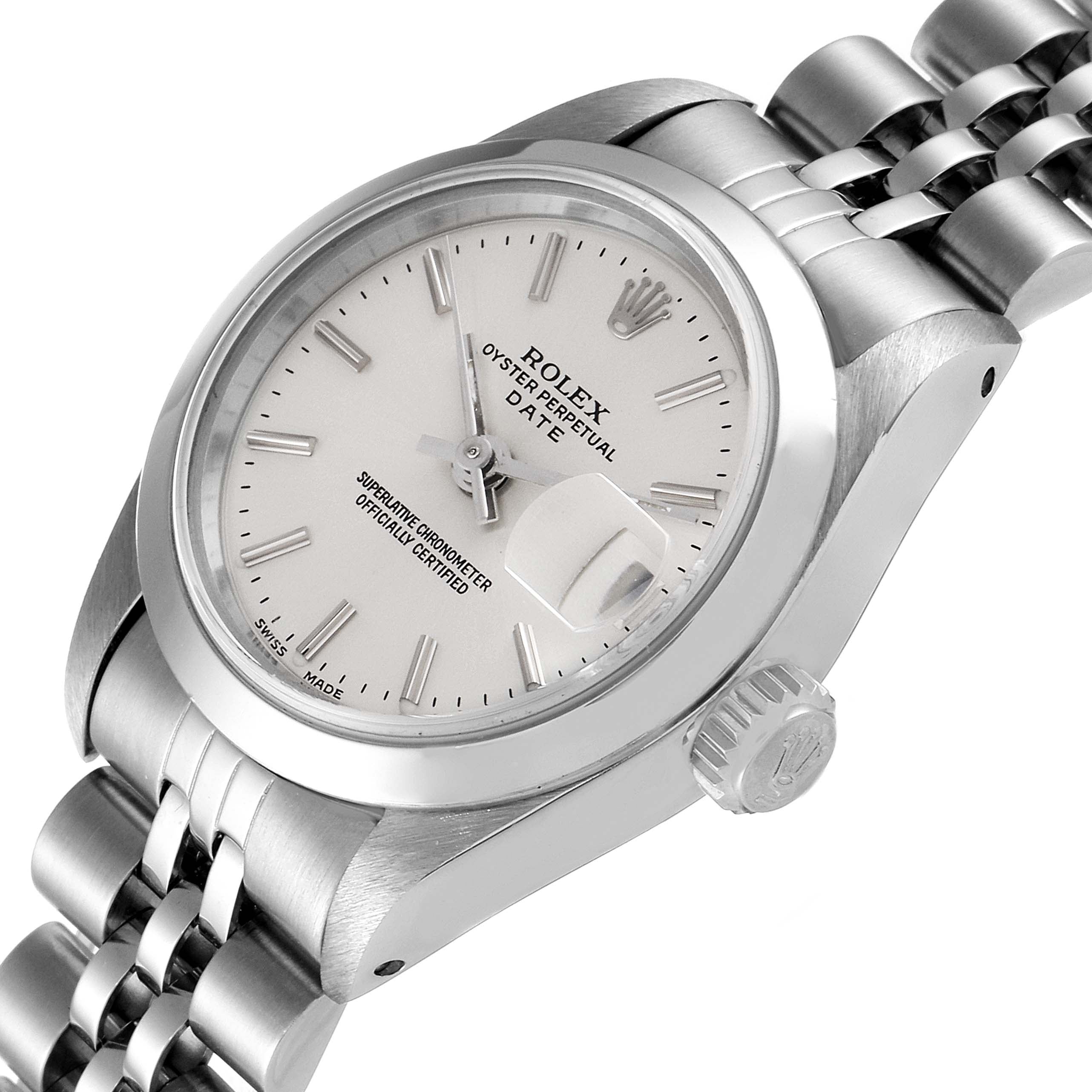 Rolex Date Silver Dial Jubilee Bracelet Steel Watch 69160 Box Service Card