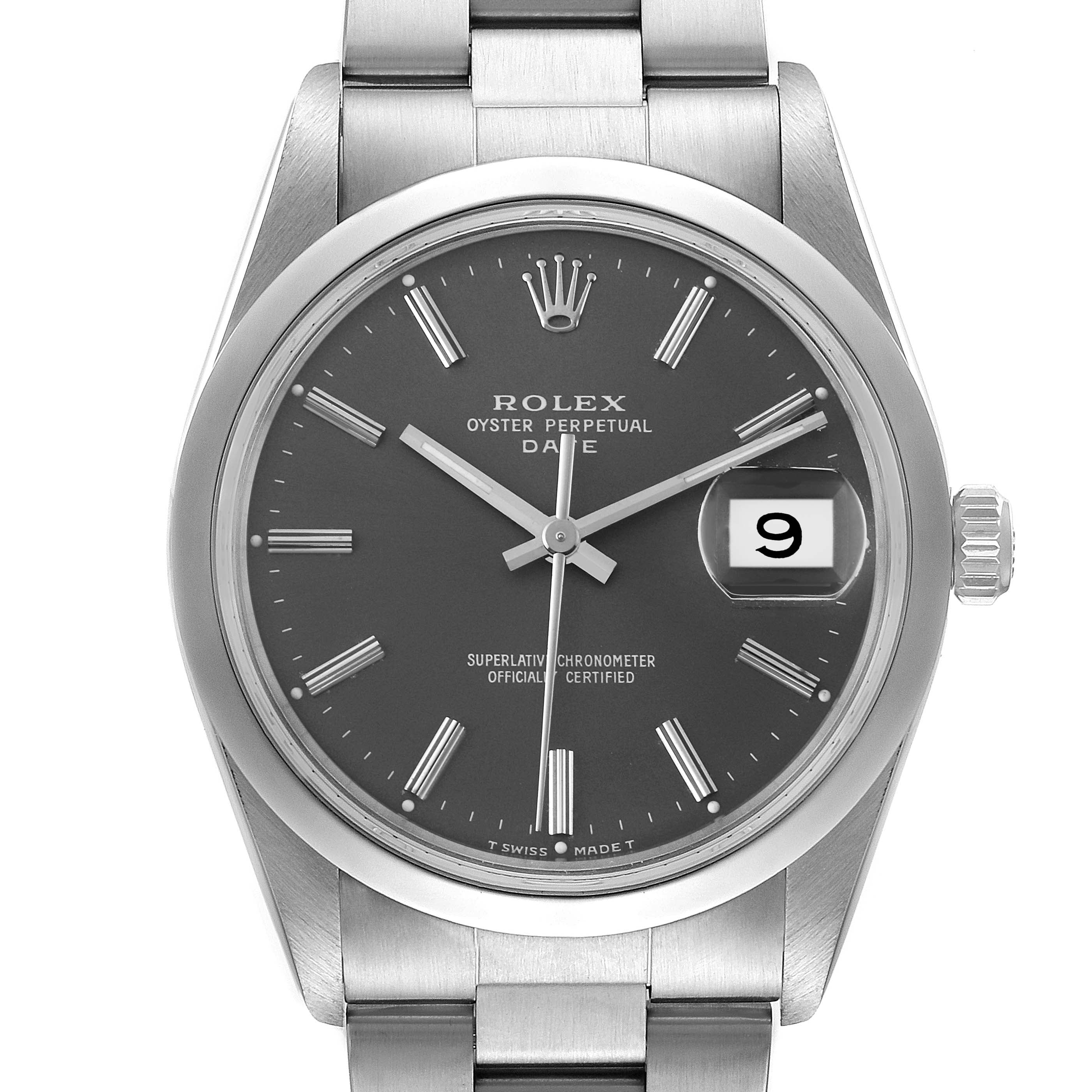 Rolex Date Grey Dial Oyster Bracelet Automatic Mens Watch 15200