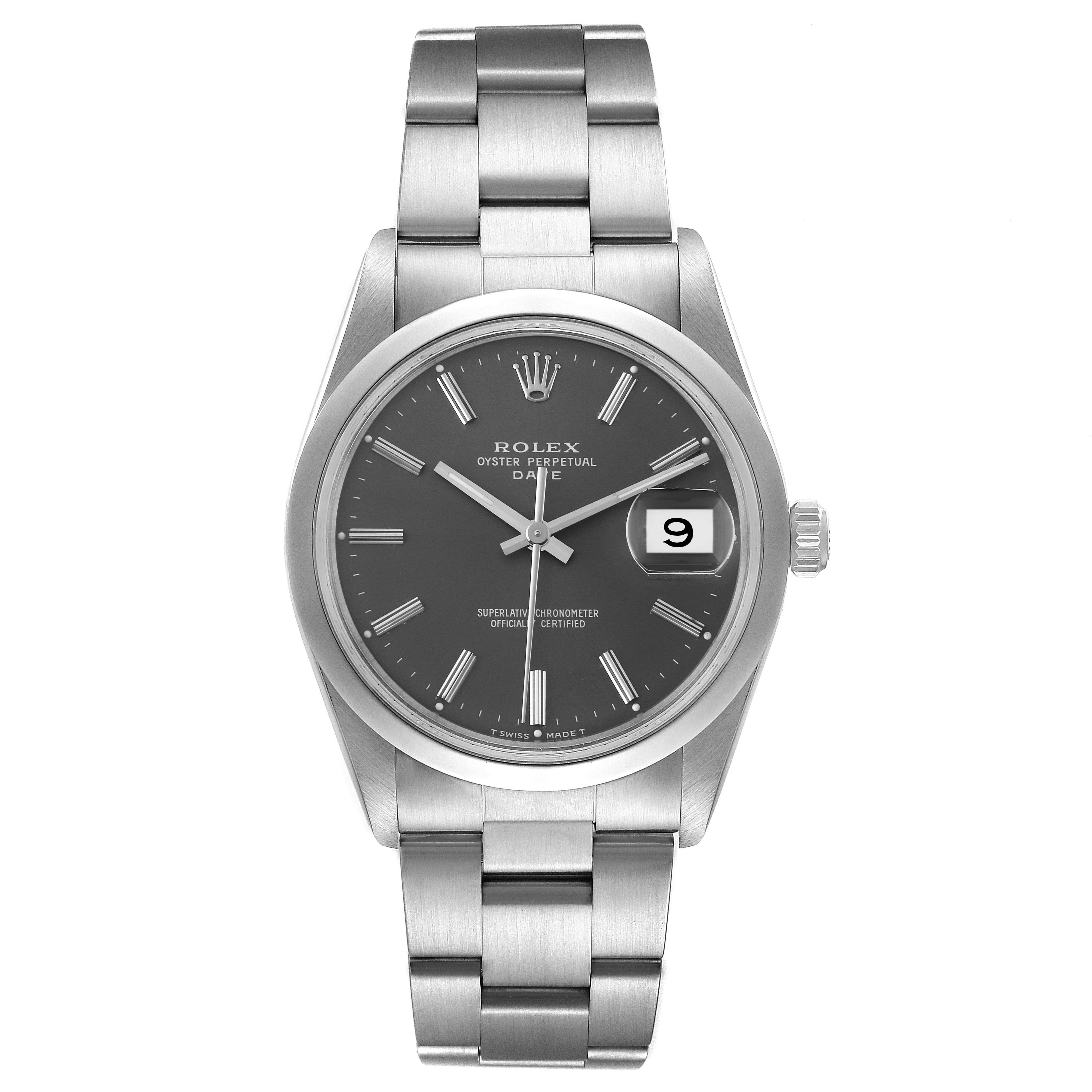 Rolex Date Grey Dial Oyster Bracelet Automatic Mens Watch 15200