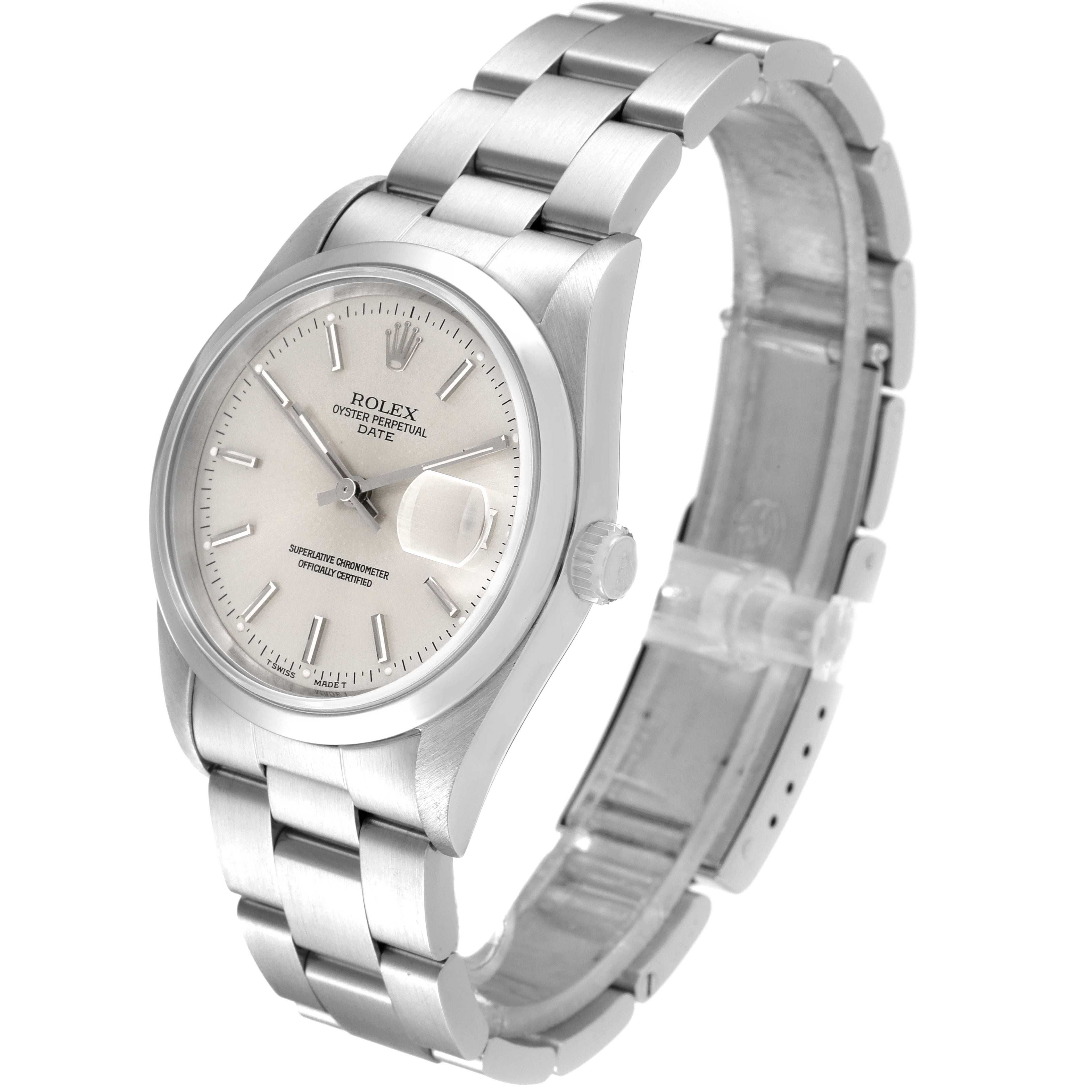Rolex Date Silver Dial Oyster Bracelet Automatic Mens Watch 15200 Box Papers