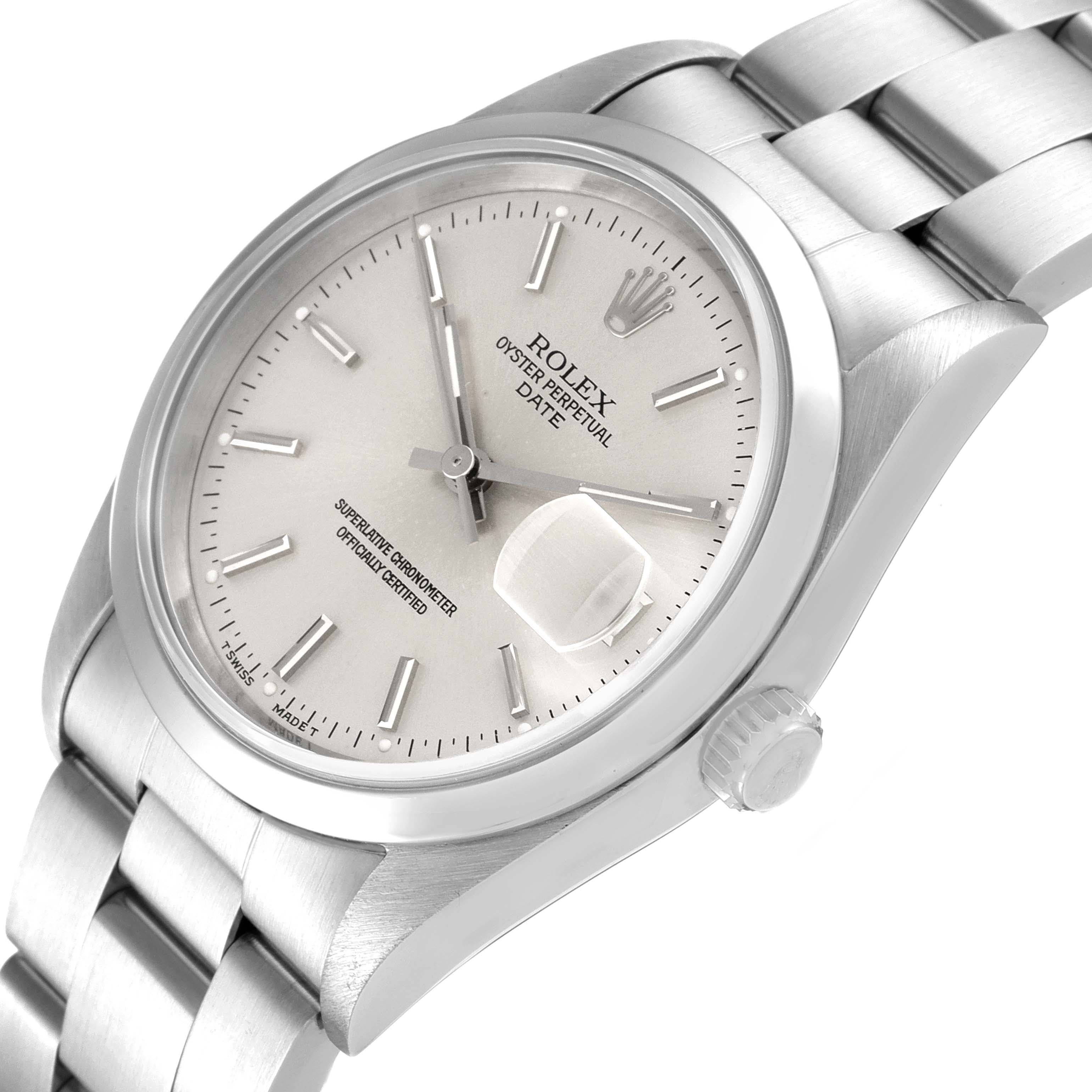 Rolex Date Silver Dial Oyster Bracelet Automatic Mens Watch 15200 Box Papers