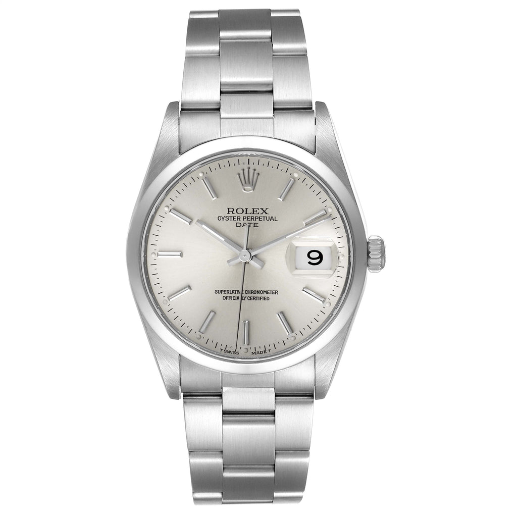 Rolex Date Silver Dial Oyster Bracelet Automatic Mens Watch 15200 Box Papers