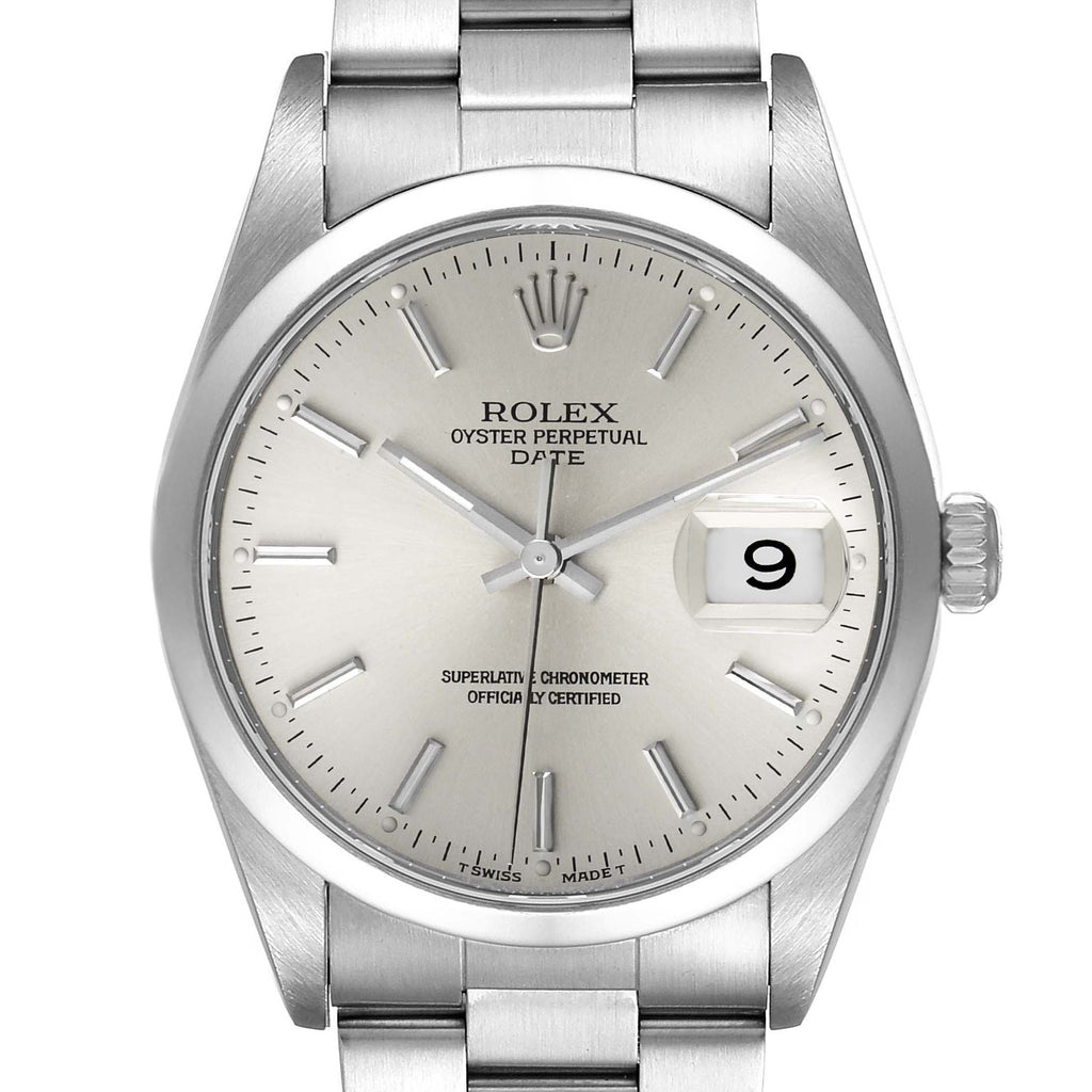 Rolex Date Silver Dial Oyster Bracelet Automatic Mens Watch 15200 Box Papers