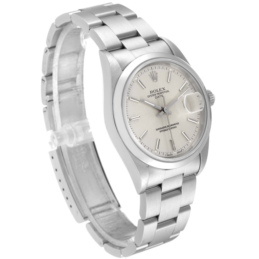 Rolex Date Silver Dial Oyster Bracelet Automatic Mens Watch 15200 Box Papers