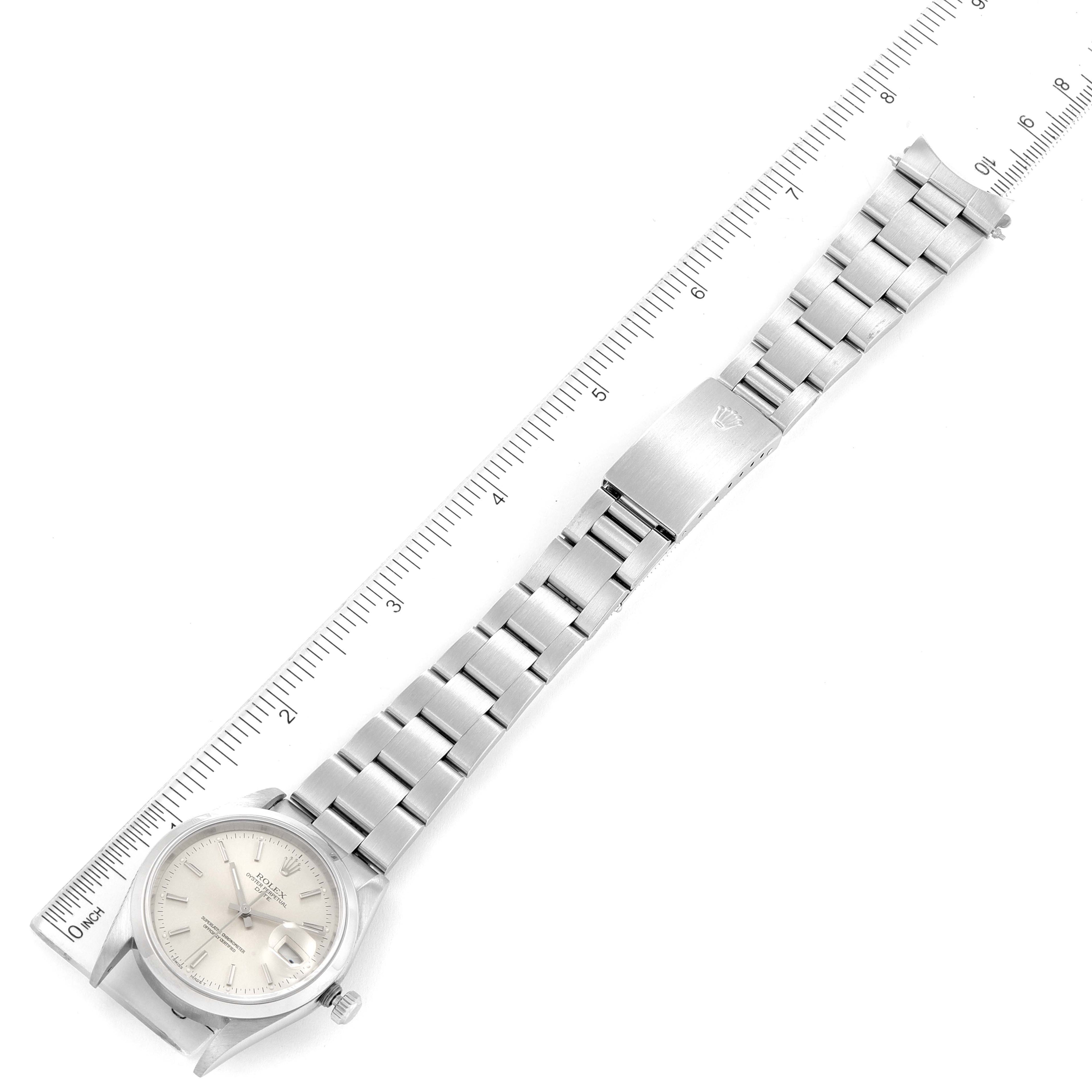 Rolex Date Silver Dial Oyster Bracelet Automatic Mens Watch 15200 Box Papers