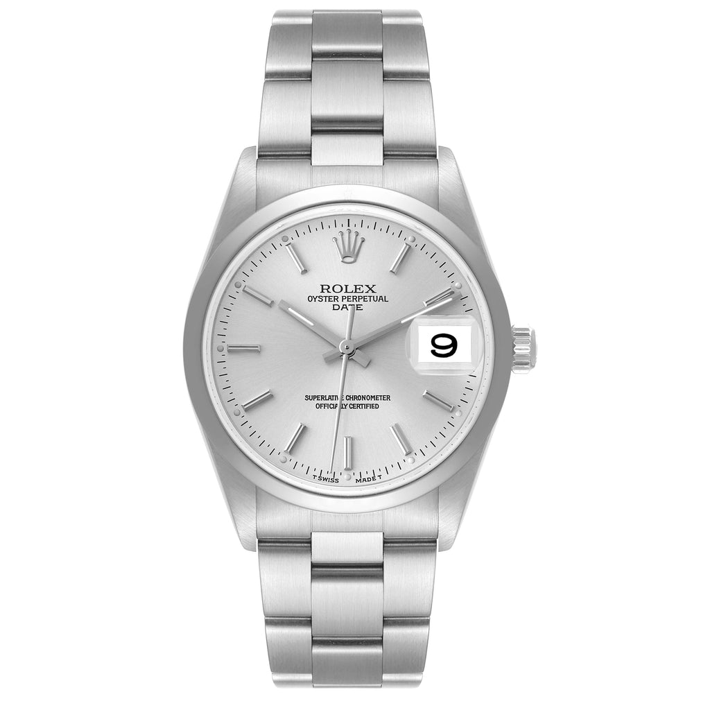 Rolex Date Silver Dial Oyster Bracelet Automatic Steel Mens Watch 15200