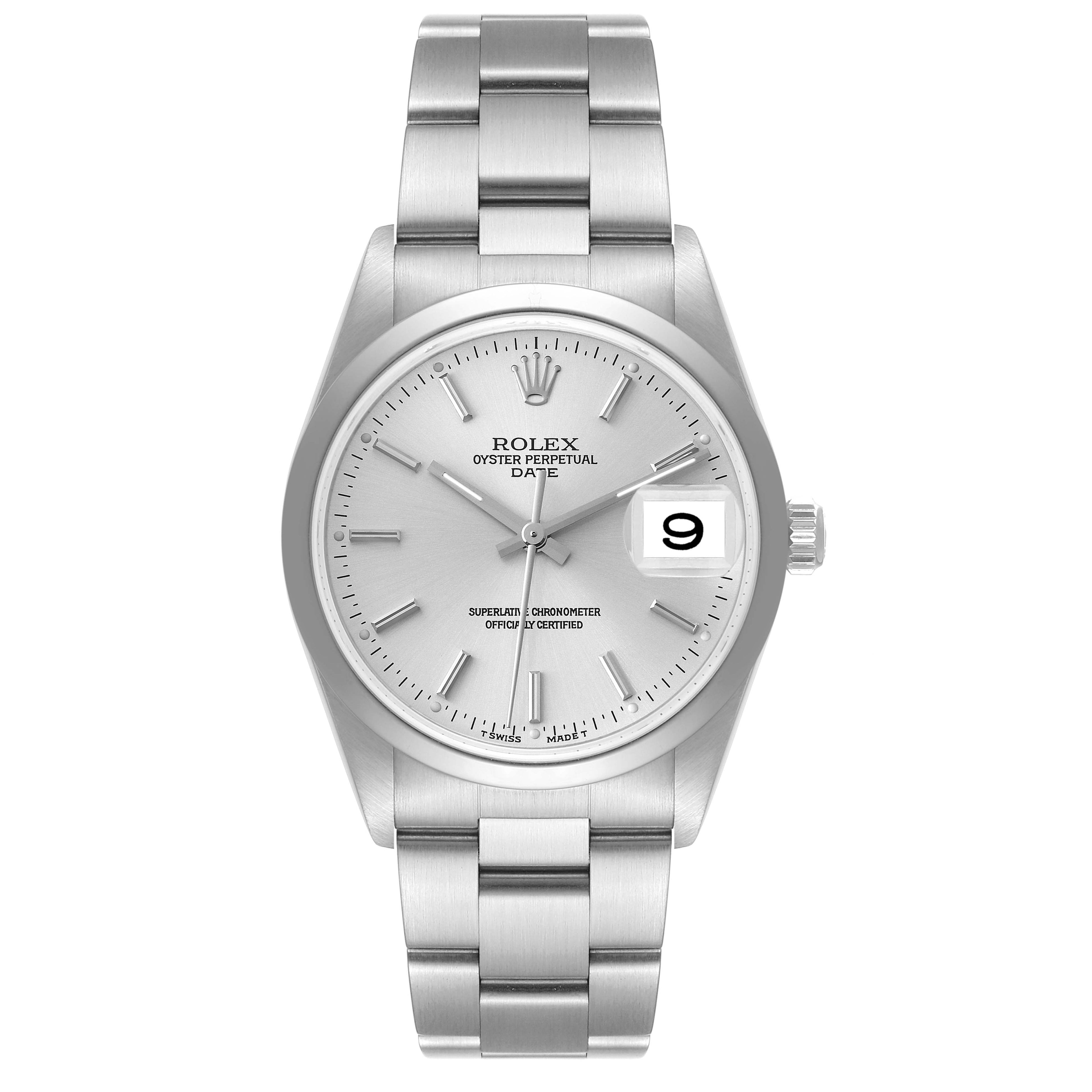 Rolex Date Silver Dial Oyster Bracelet Automatic Steel Mens Watch 15200