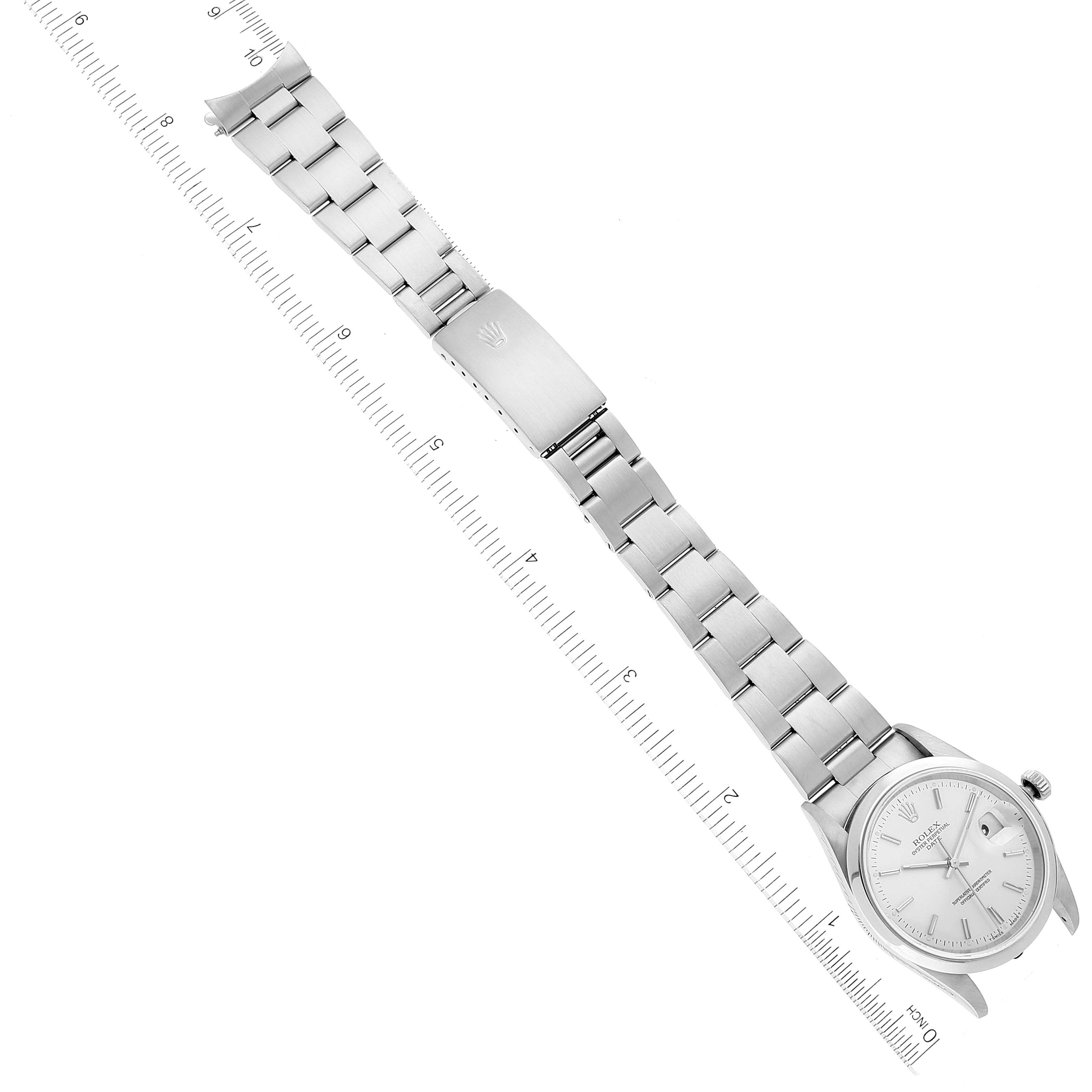 Rolex Date Silver Dial Oyster Bracelet Automatic Steel Mens Watch 15200