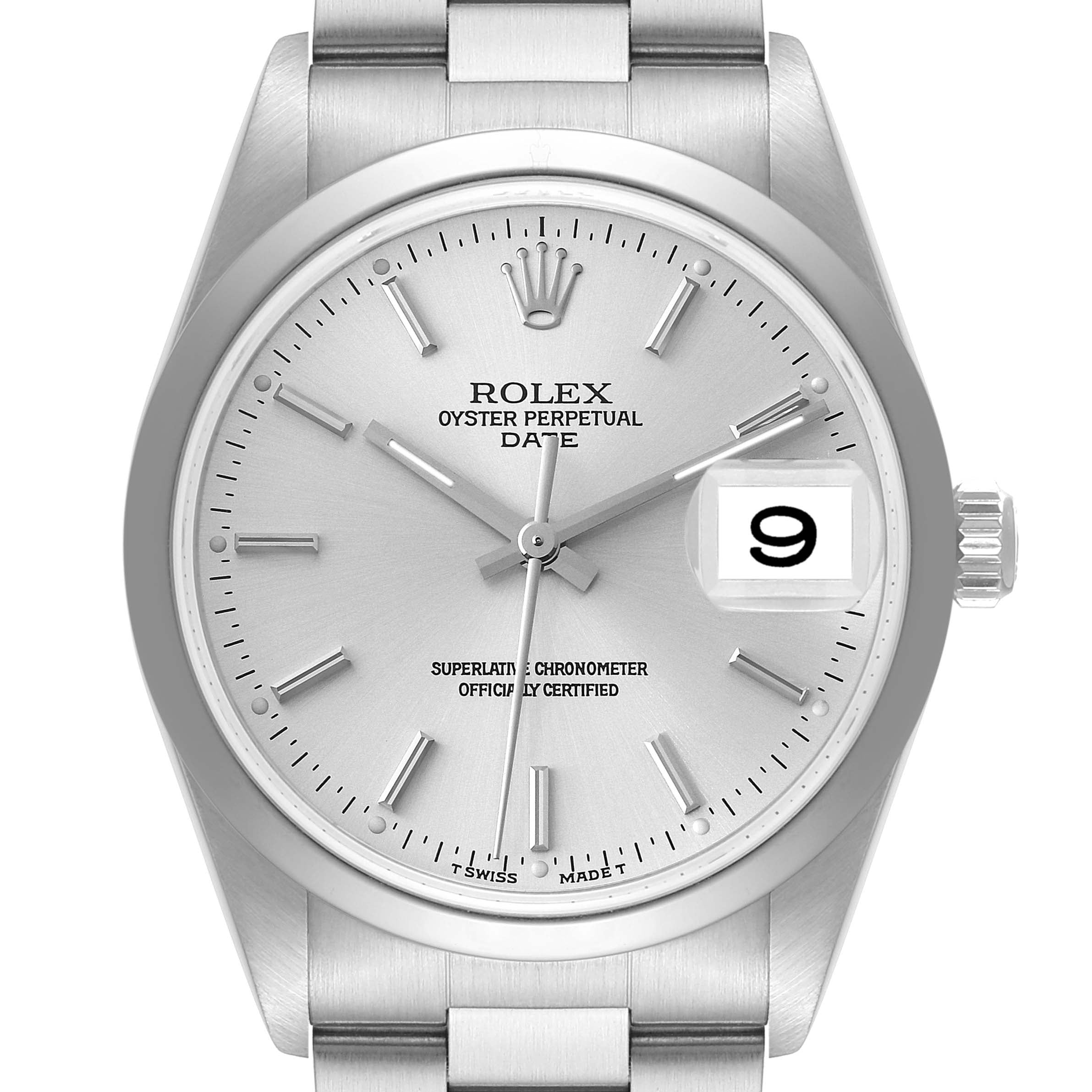 Rolex Date Silver Dial Oyster Bracelet Automatic Steel Mens Watch 15200