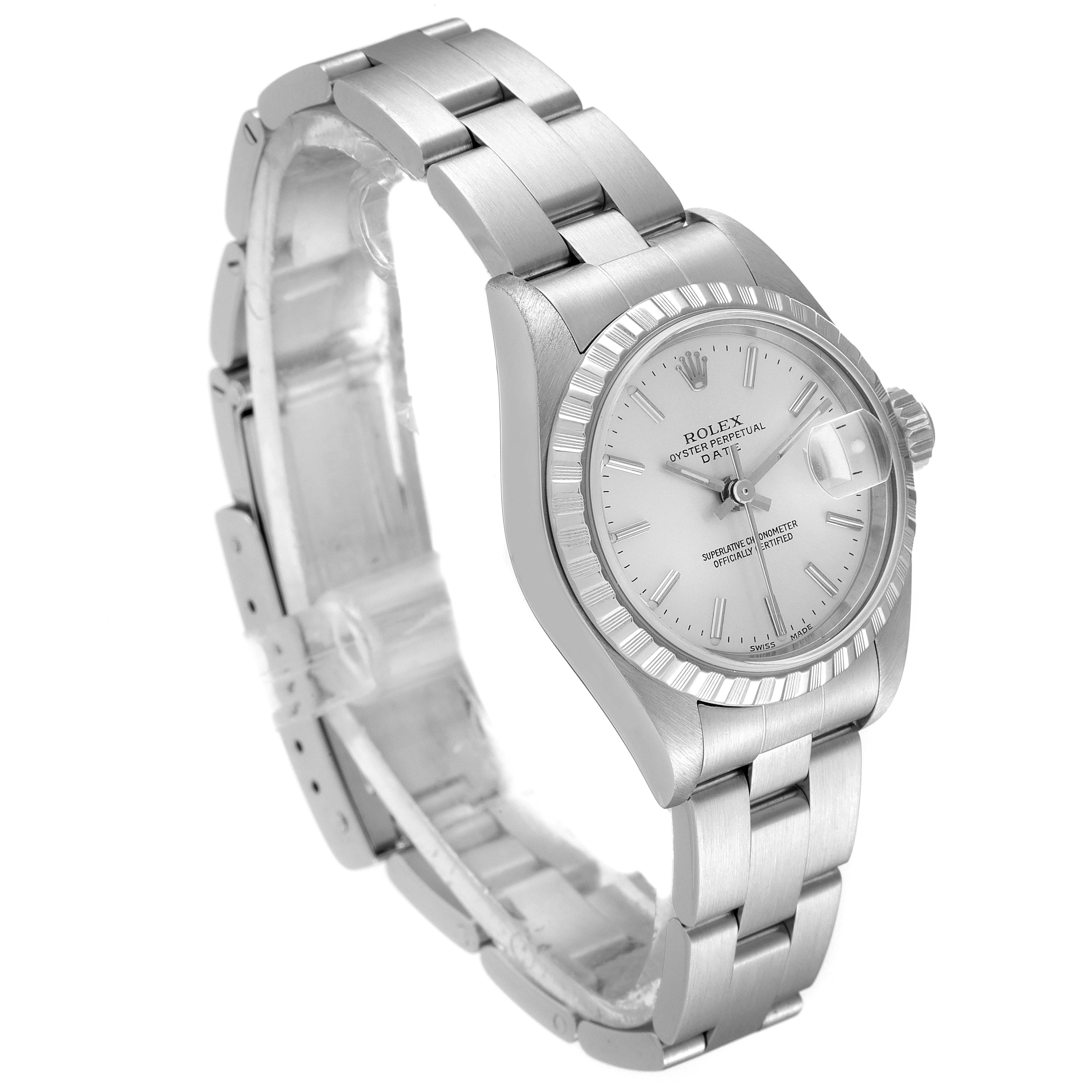 Rolex Date Silver Dial Oyster Bracelet Steel Ladies Watch 79240 Box Papers
