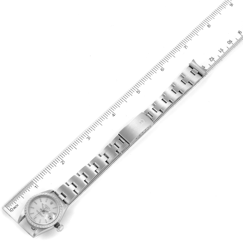 Rolex Date Silver Dial Oyster Bracelet Steel Ladies Watch 79240 Box Papers