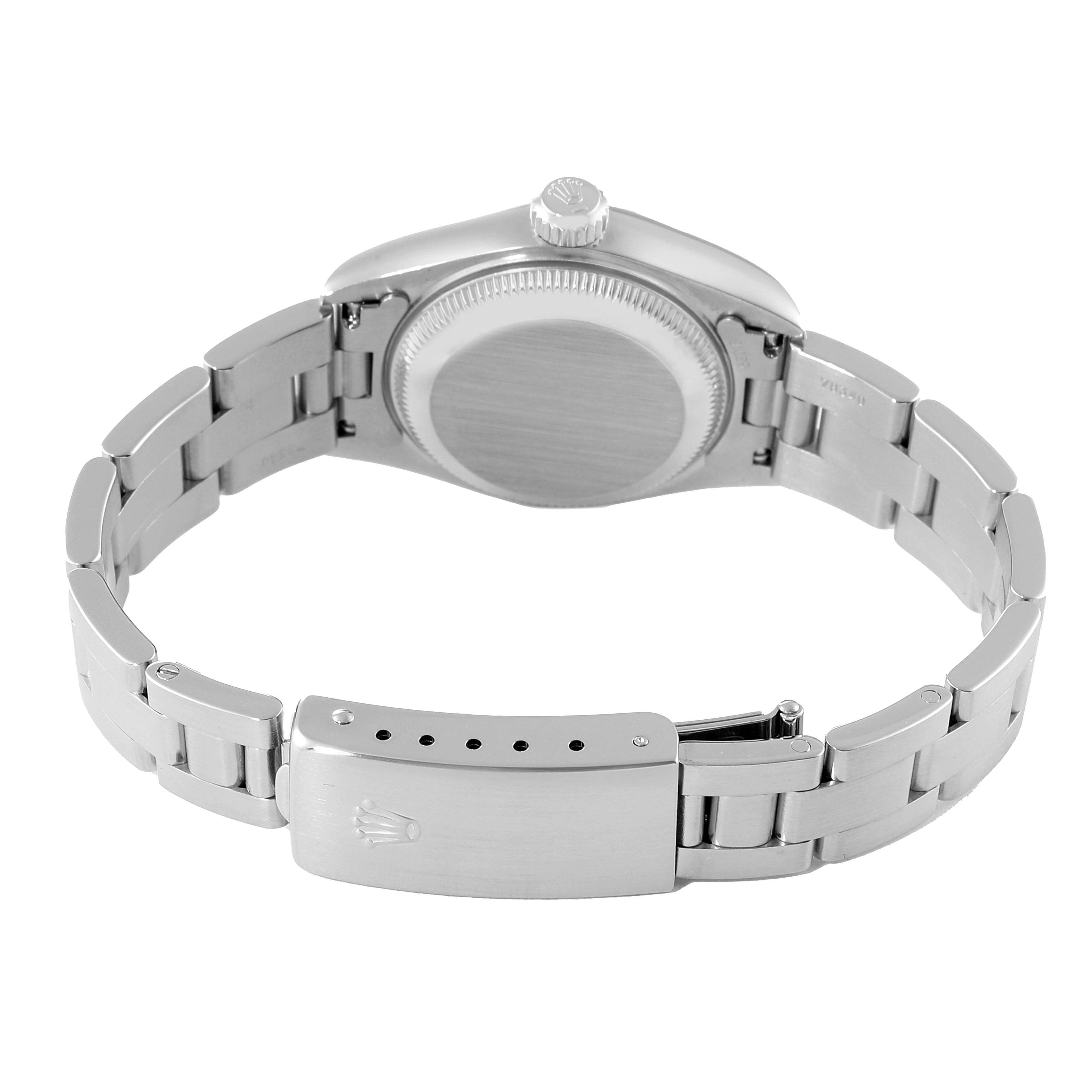 Rolex Date Silver Dial Oyster Bracelet Steel Ladies Watch 69160 Box Papers