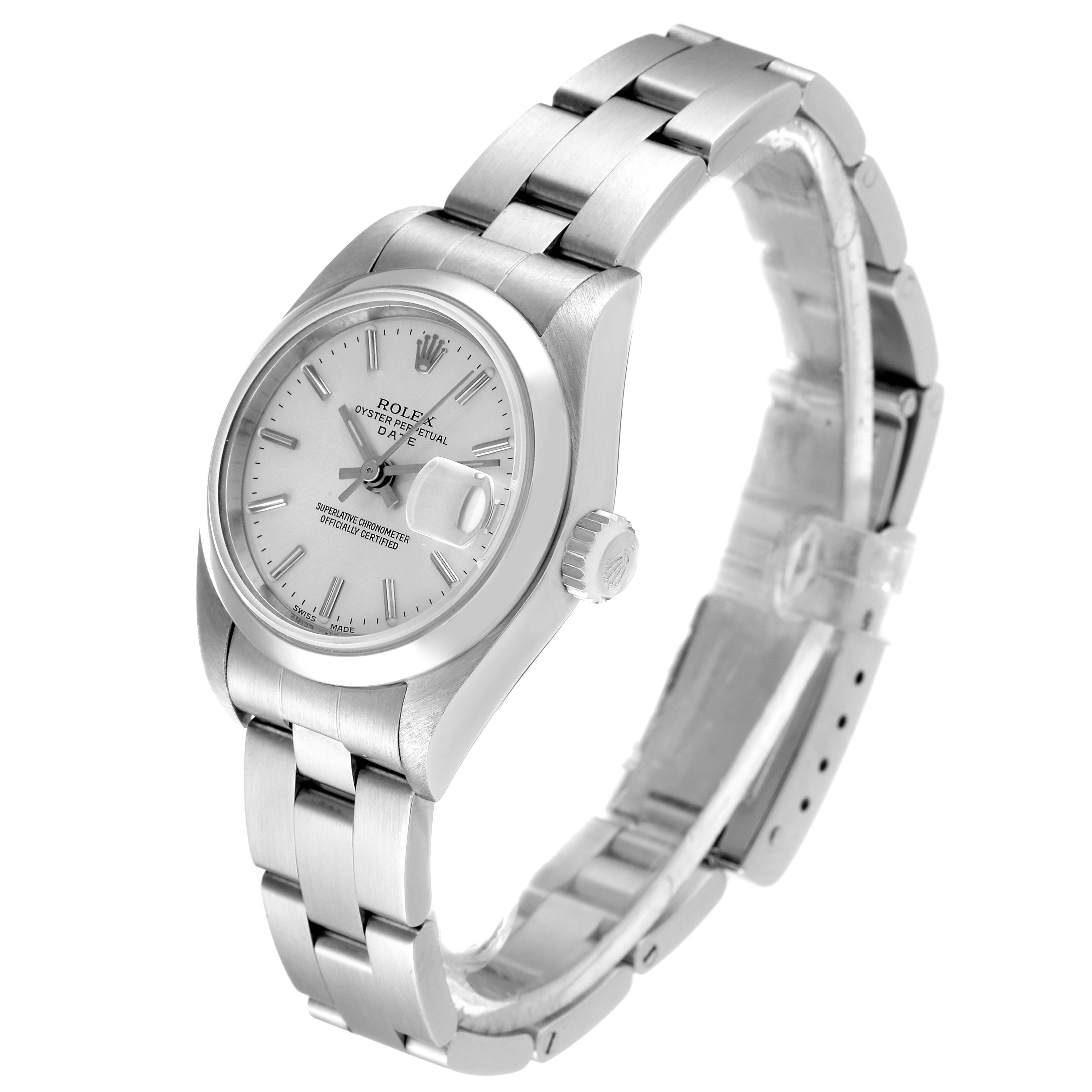 Rolex Date Silver Dial Oyster Bracelet Steel Ladies Watch 79160 Box Papers