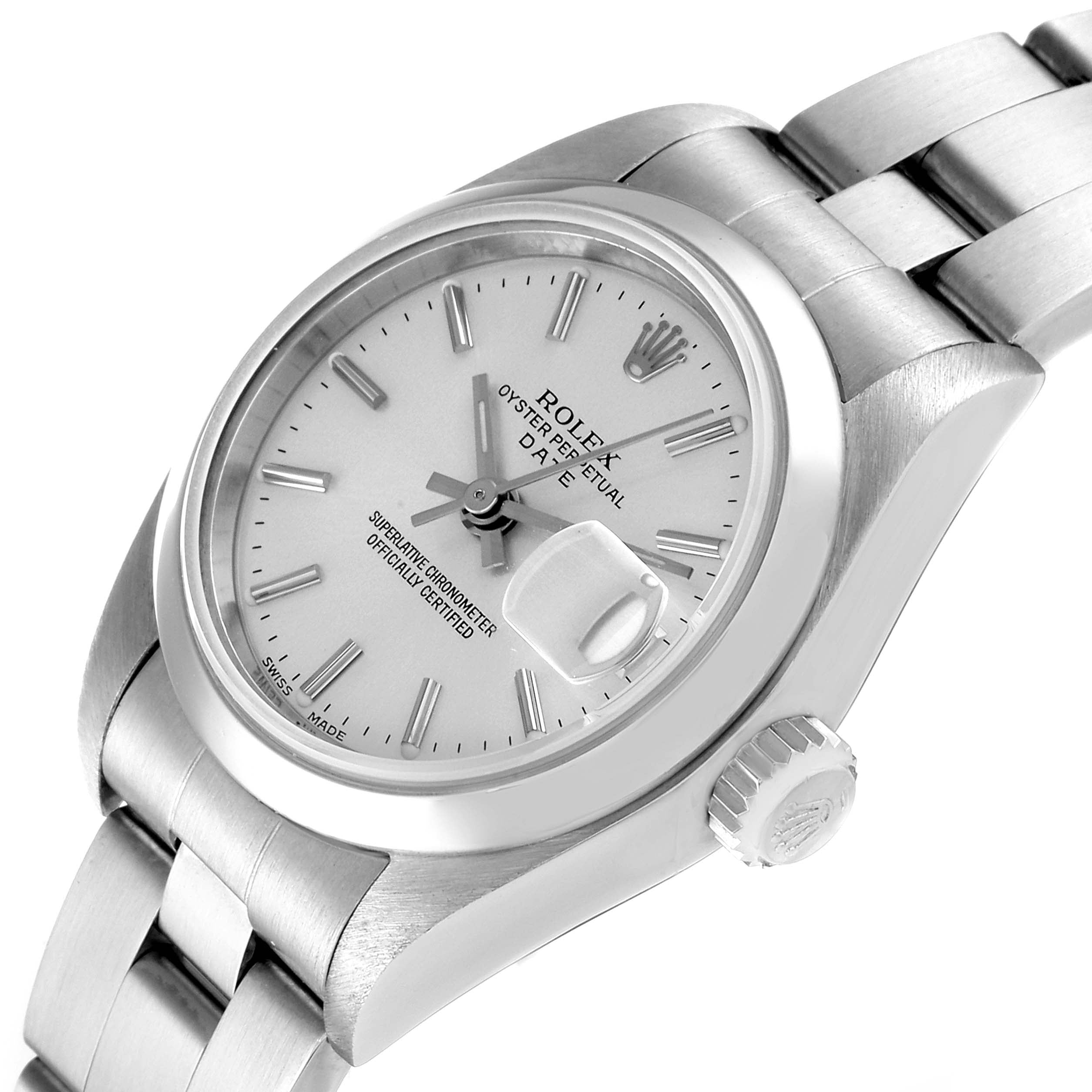 Rolex Date Silver Dial Oyster Bracelet Steel Ladies Watch 79160 Box Papers