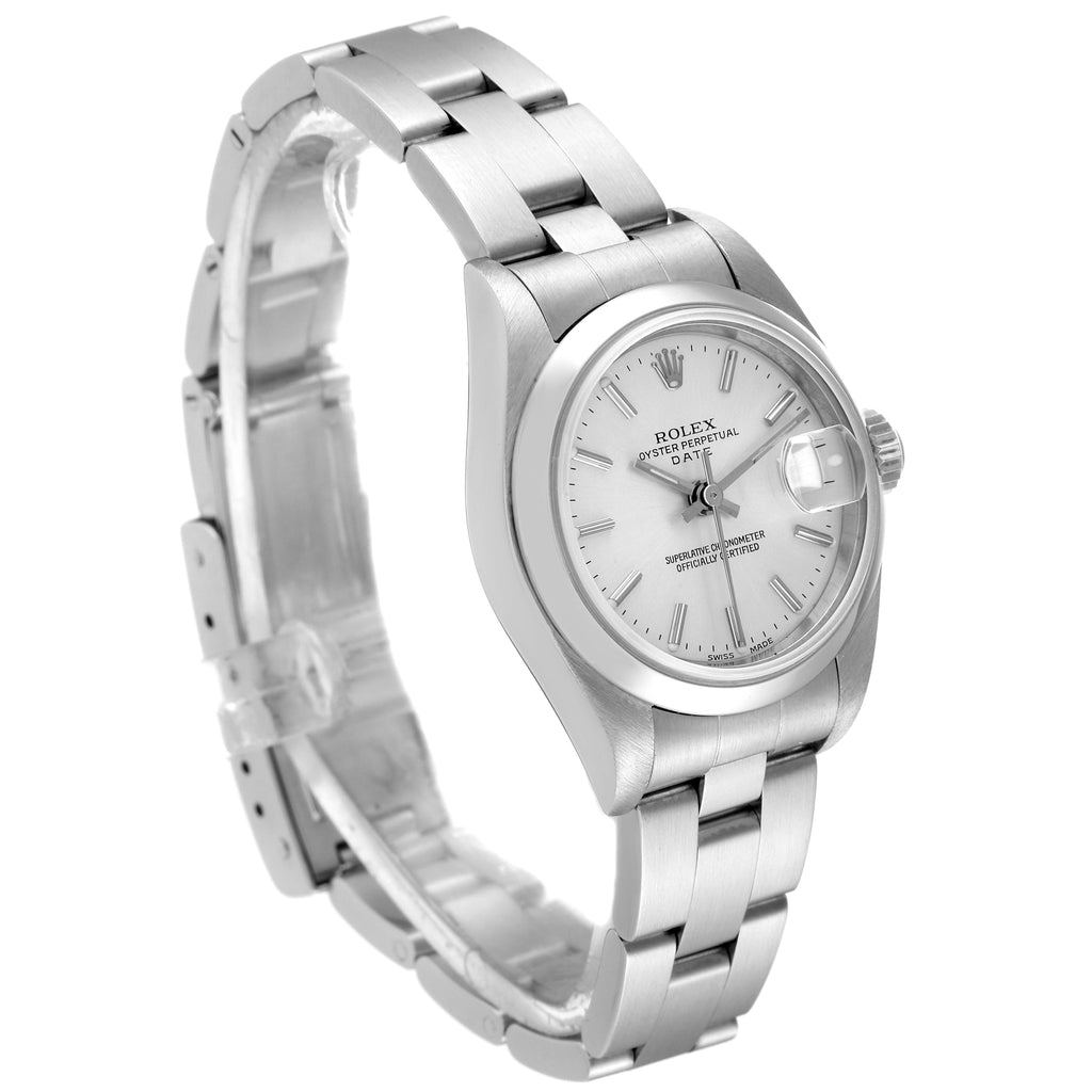 Rolex Date Silver Dial Oyster Bracelet Steel Ladies Watch 79160 Box Papers