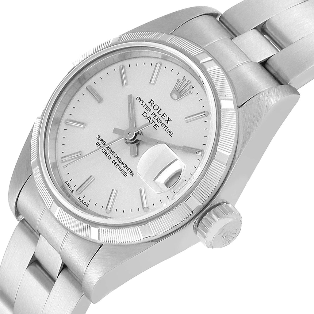 Rolex Date Silver Dial Oyster Bracelet Steel Ladies Watch 79190 Papers