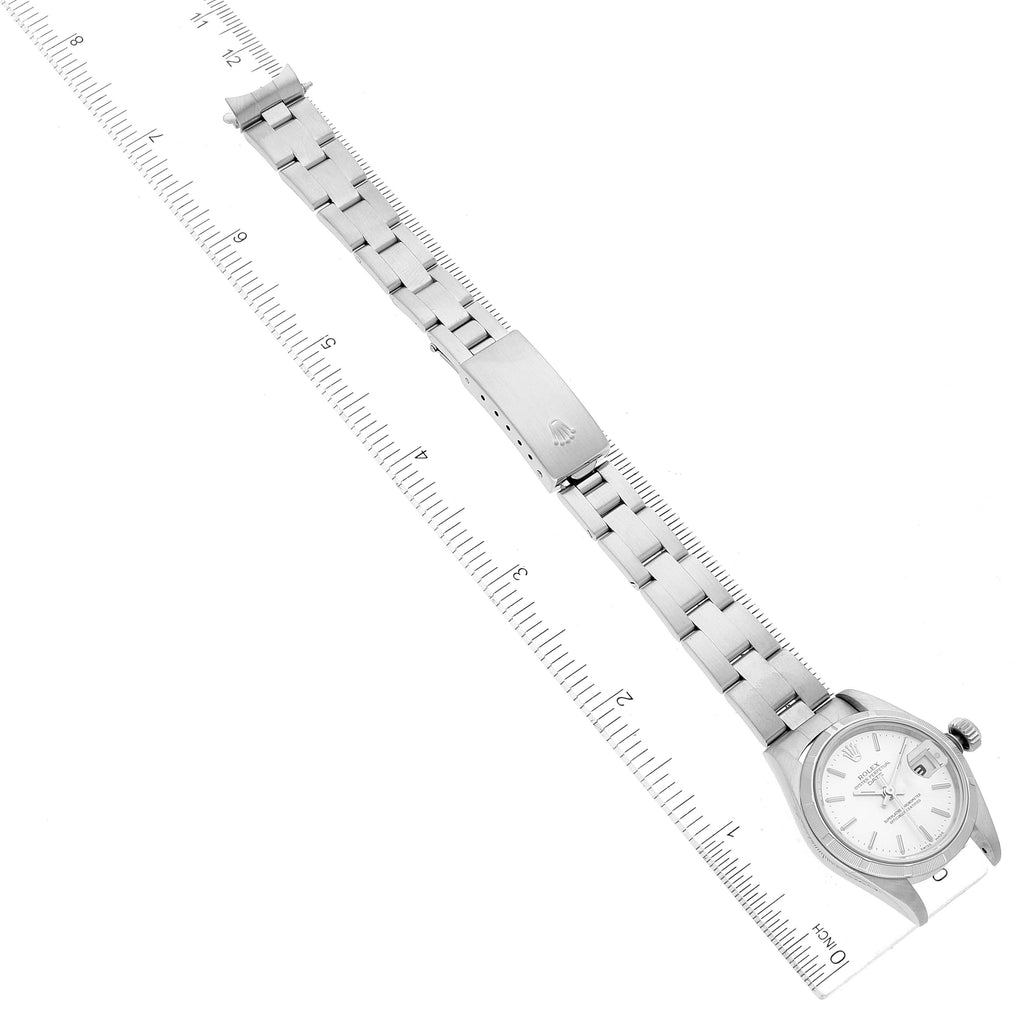 Rolex Date Silver Dial Oyster Bracelet Steel Ladies Watch 79190 Papers