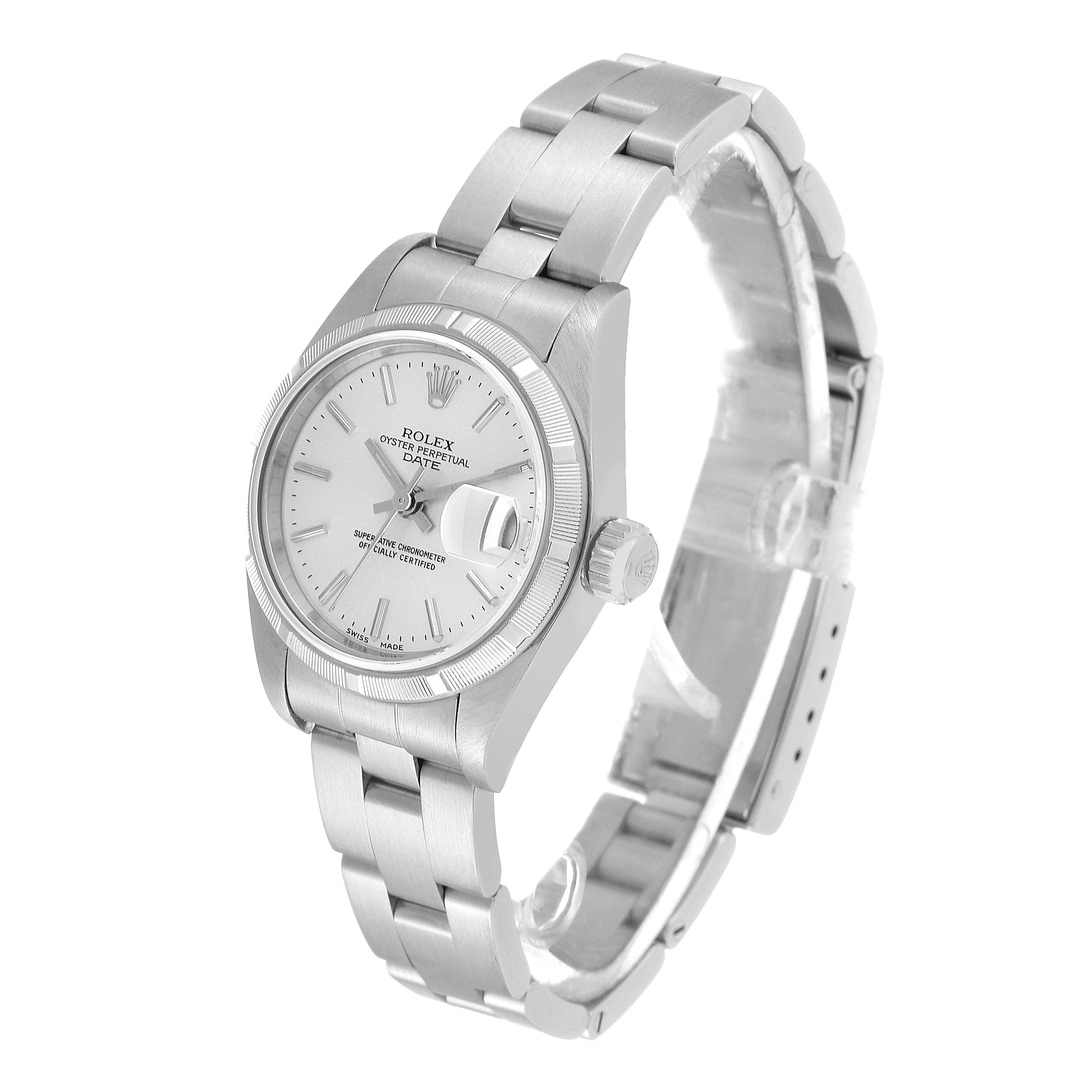 Rolex Date Silver Dial Oyster Bracelet Steel Ladies Watch 79190 Papers