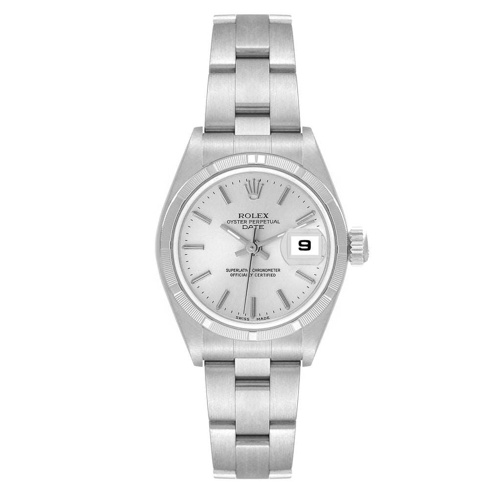 Rolex Date Silver Dial Oyster Bracelet Steel Ladies Watch 79190 Papers