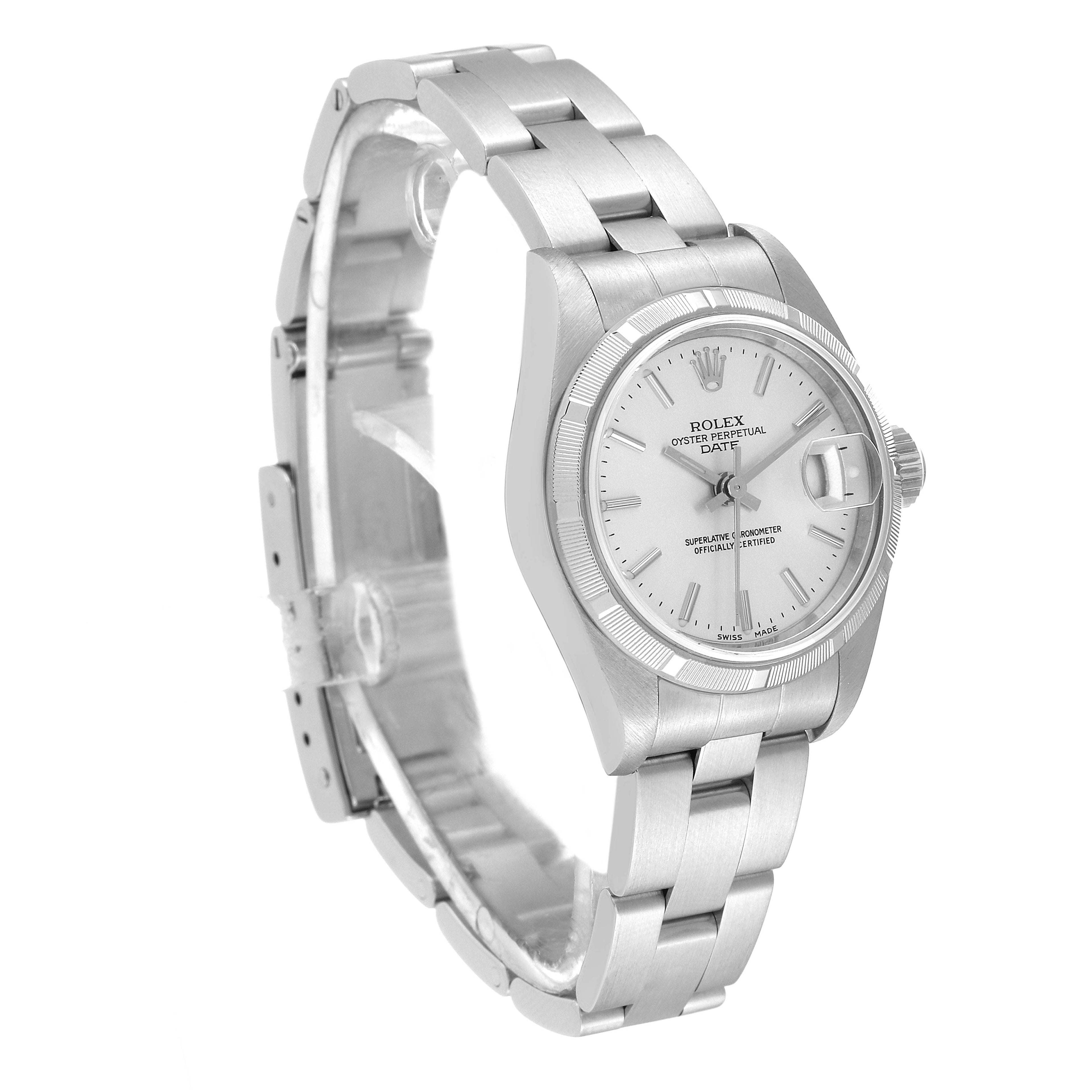 Rolex Date Silver Dial Oyster Bracelet Steel Ladies Watch 79190 Papers