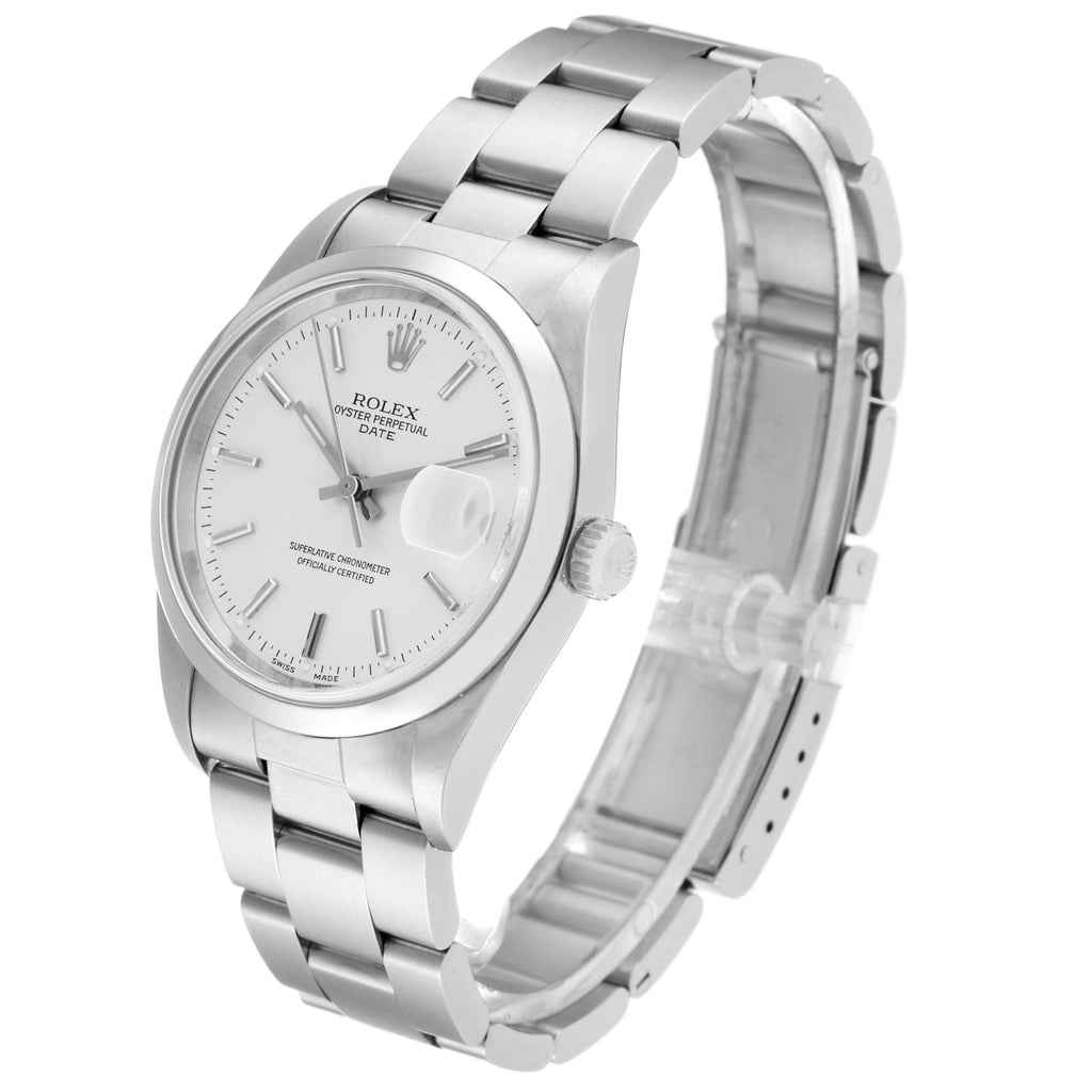 Rolex Date Silver Dial Smooth Bezel Automatic Steel Mens Watch 15200 Box Papers