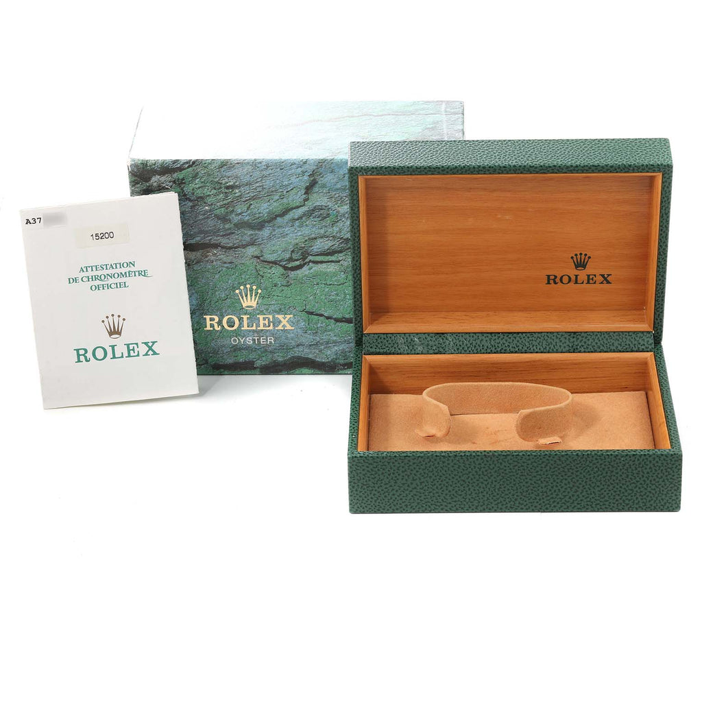 Rolex Date Silver Dial Smooth Bezel Automatic Steel Mens Watch 15200 Box Papers