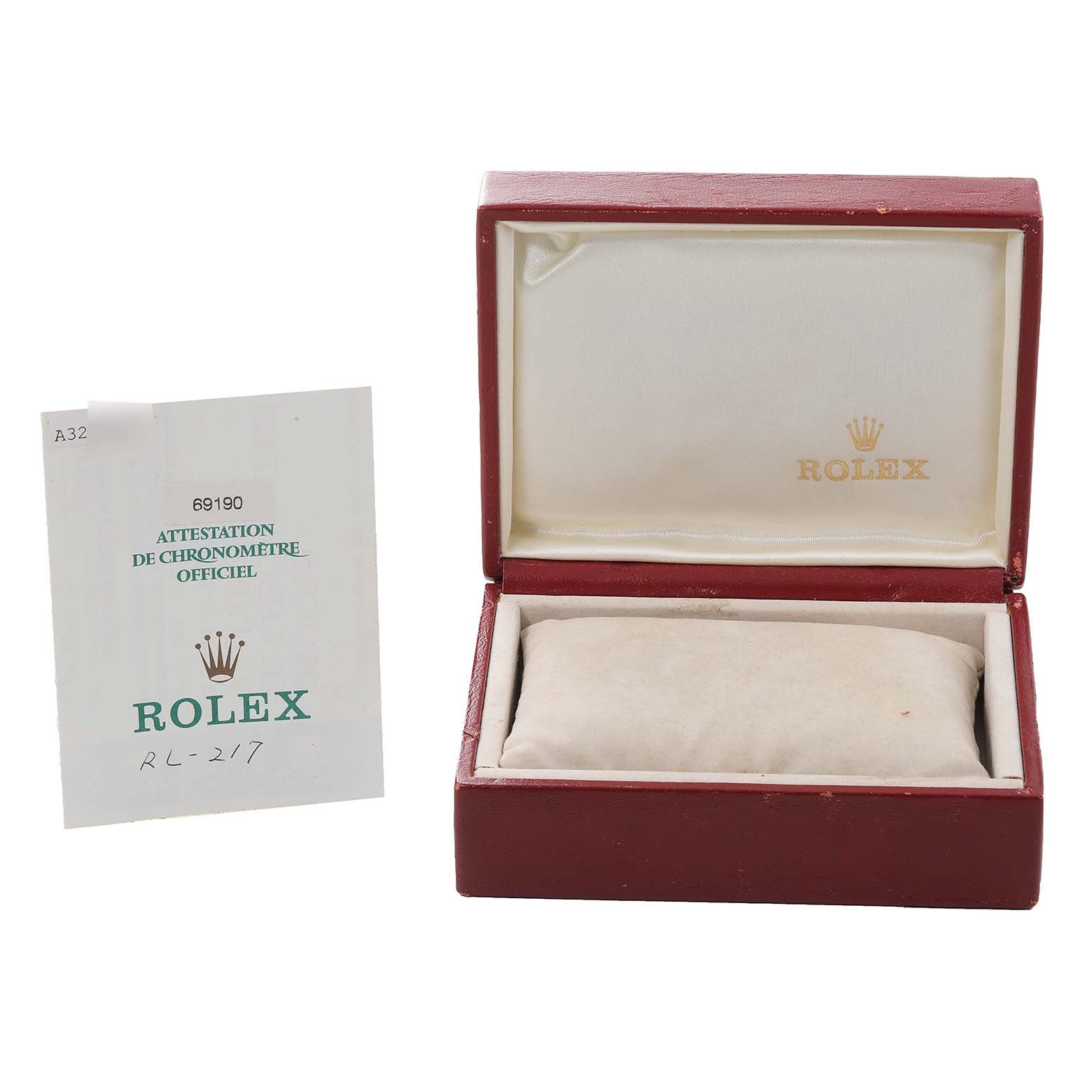 Rolex Date Silver Tapestry Dial Steel Ladies Watch 69190 Box Papers