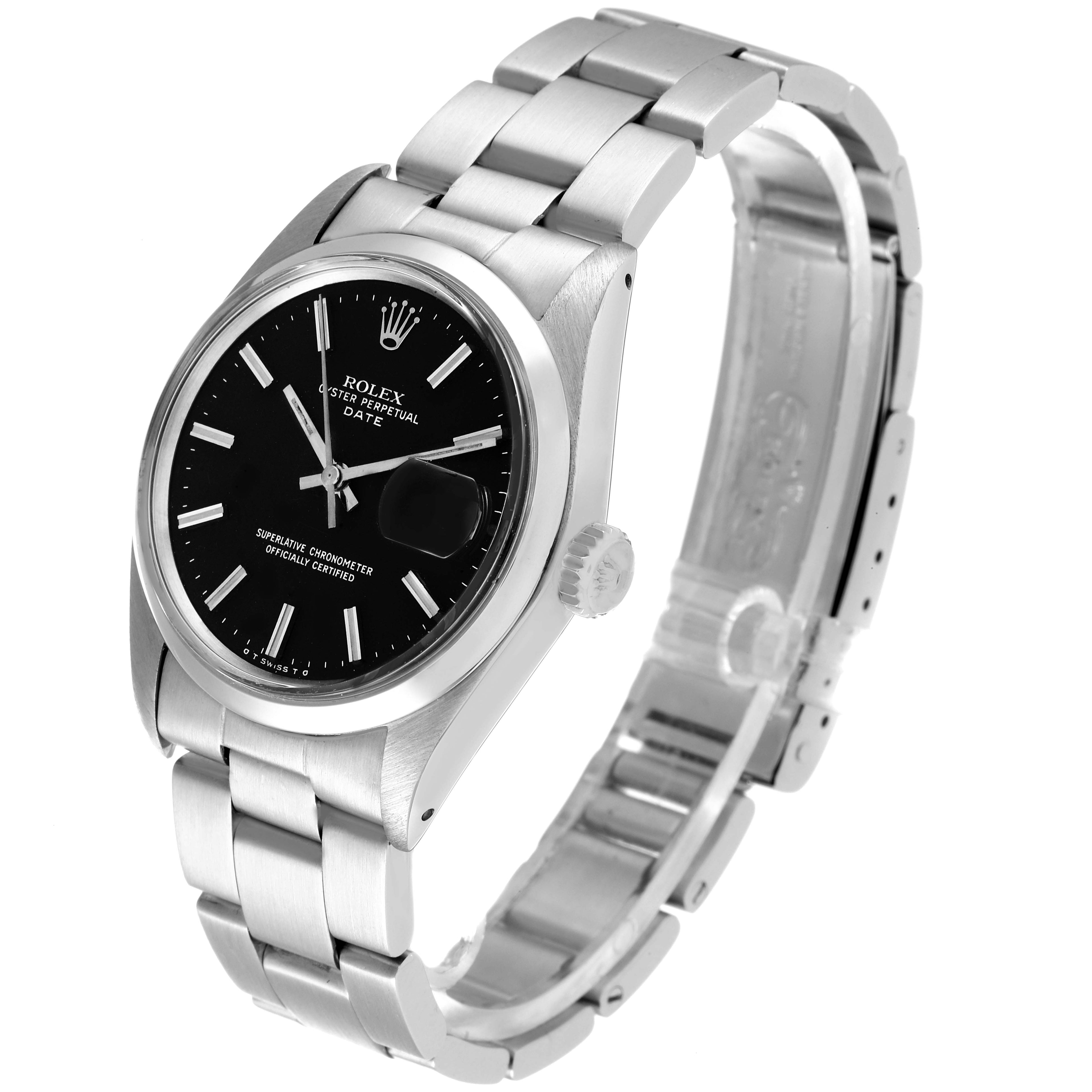 Rolex Date Smooth Bezel Black Sigma Dial Steel Vintage Mens Watch 1500