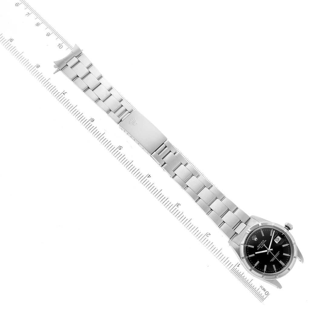 Rolex Date Stainless Steel Black Dial Vintage Mens Watch 15010
