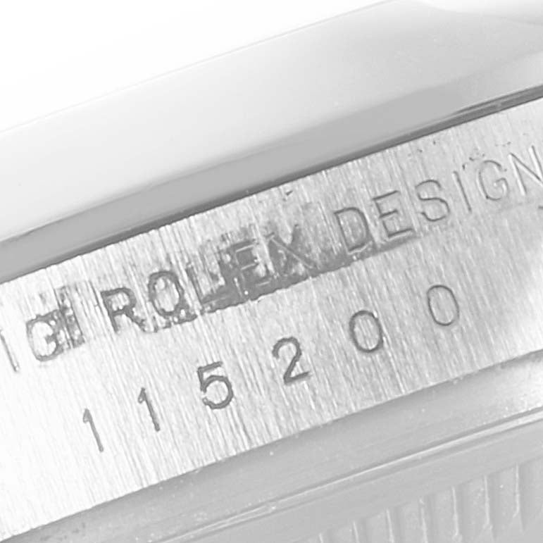 Rolex Date Stainless Steel Blue Baton Dial Mens Watch 115200 Box Card