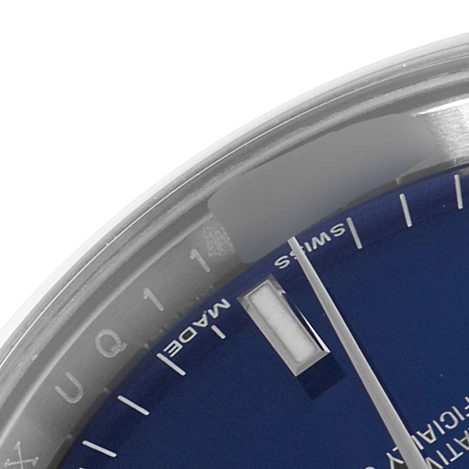 Rolex Date Stainless Steel Blue Baton Dial Mens Watch 115200 Box Card