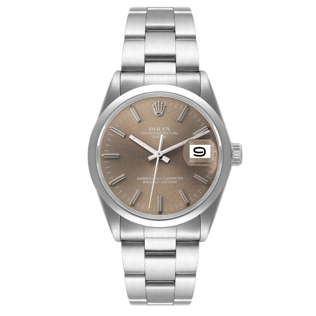 Rolex Date Stainless Steel Grey Sigma Dial Vintage Mens Watch 1500